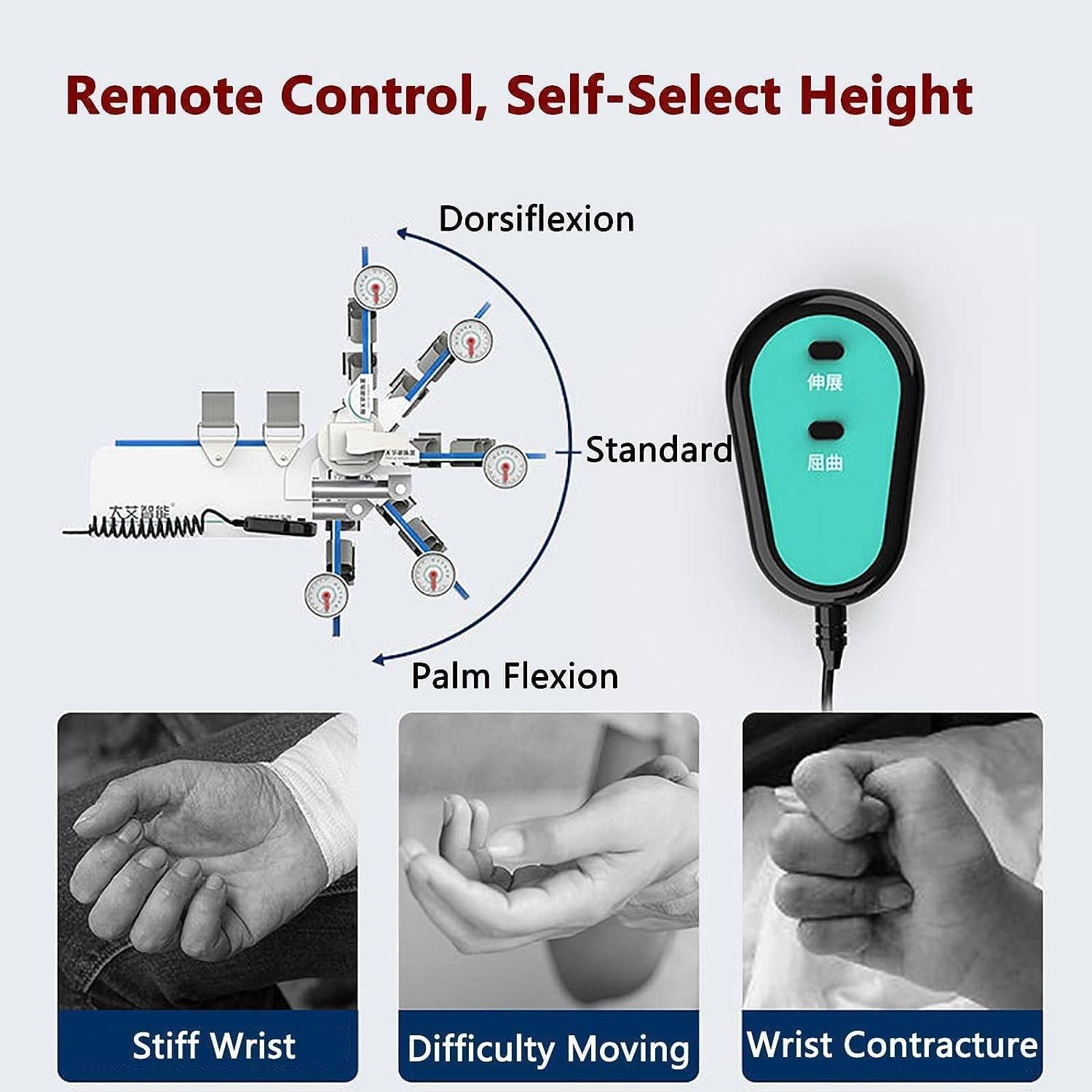 Electric elbow rehabilitation device,adjustable post-operative elbow brace stabilizer splint,full angle exercise,remote control finger fixation hand