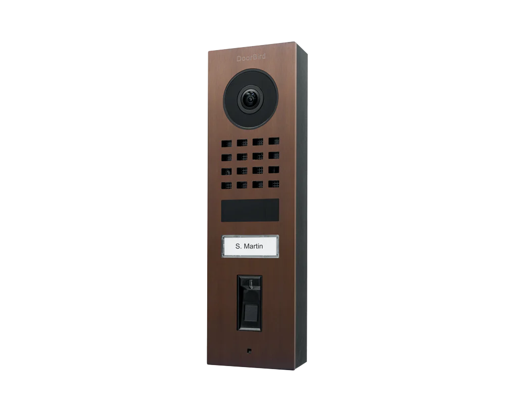 DoorBird D1101FV Fingerprint 50 Surface-Mount IP Video Door Station, 1 Call Button in Architectural Bronze