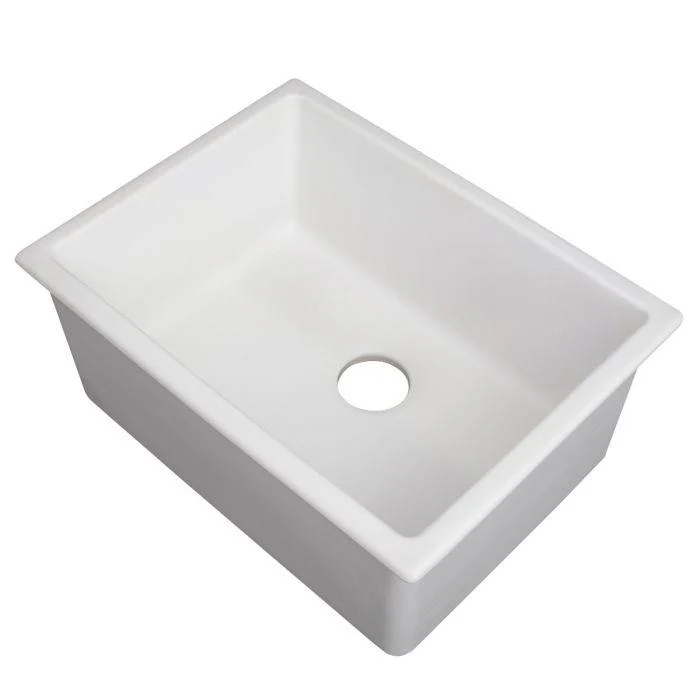 ZLINE 24-Inch Rome Dual Mount Single Bowl Fireclay Kitchen Sink with Bottom Grid in White Matte (FRC5123-WM-24)