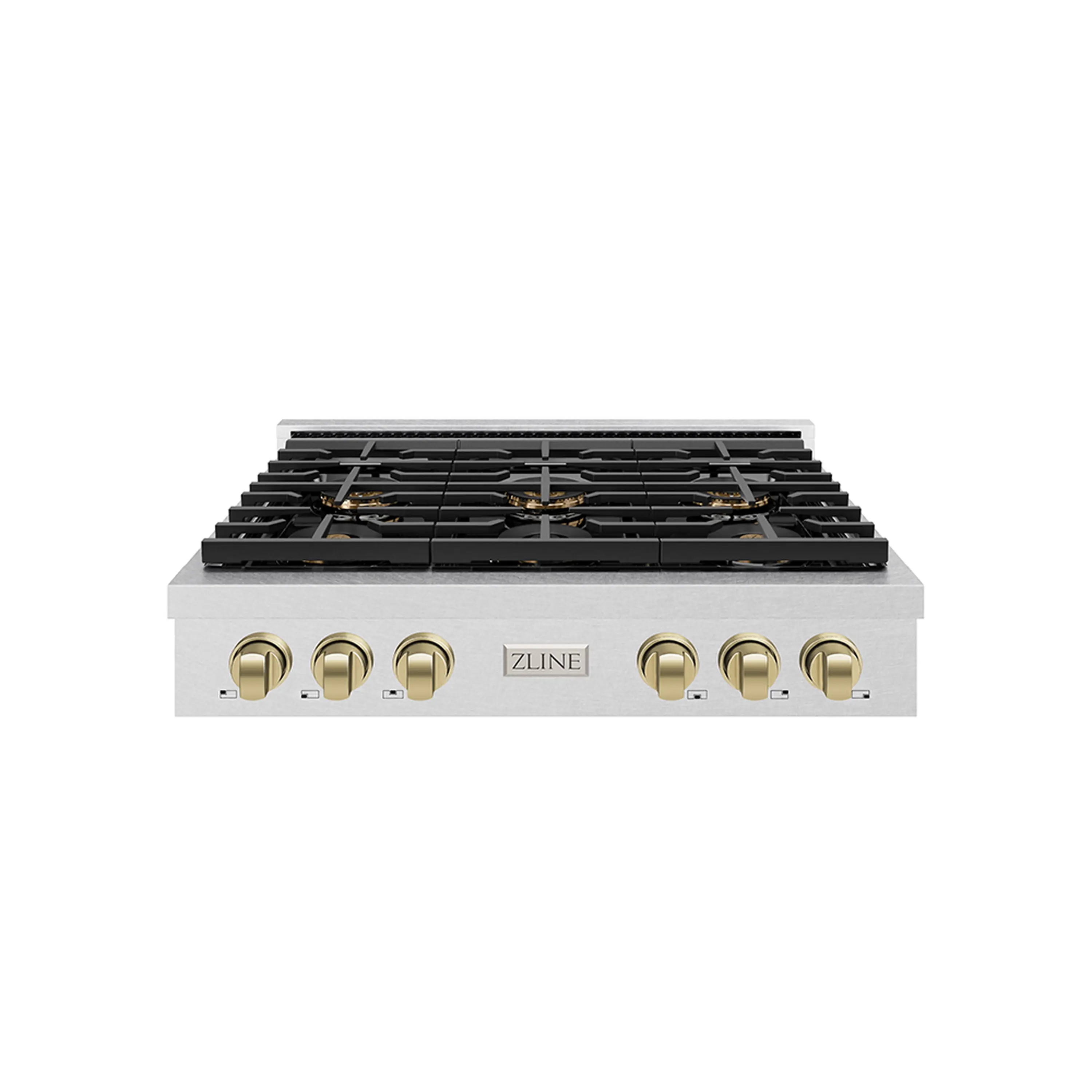 ZLINE Autograph Edition 36-Inch Paramount Gas Rangetop with 6 Burner DuoPro鈩?Cooktop in Satin Stainless Steel and Champagne Bronze Accents (PSRTSZ-36-CB)