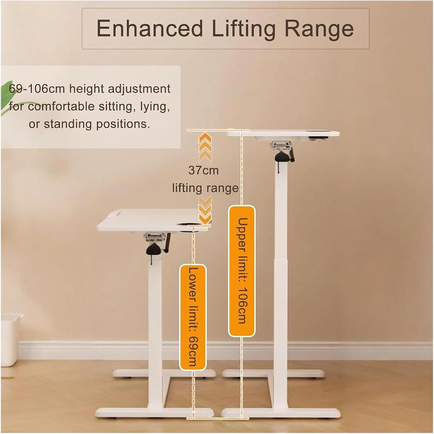 Overbed Desk,Overbed Table with Wheels, with 360° Wheels Queen Size Mobile with Heavy Duty Metal Leg for Hospital and Home Use(White2)(White1)