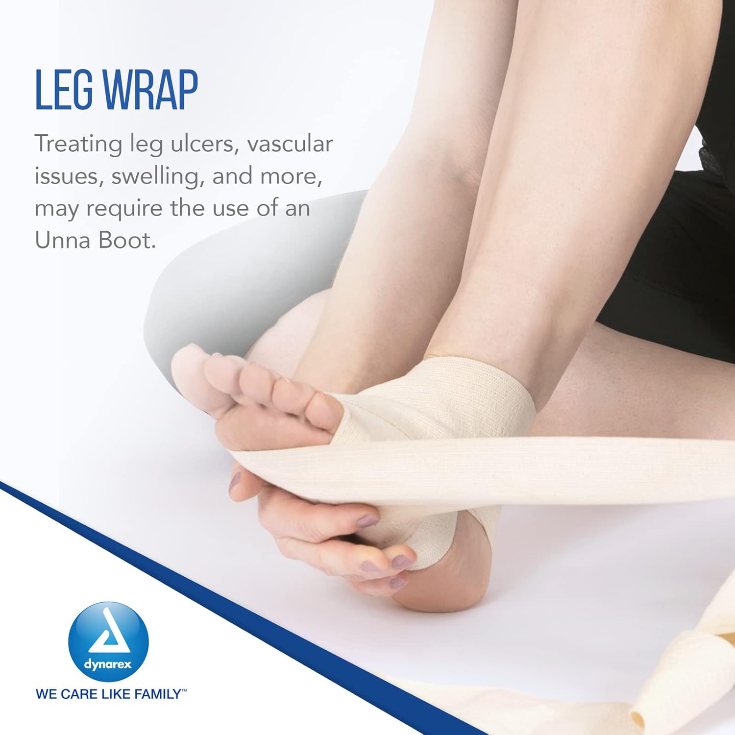 Dynarex Unna Boot Bandage, Individually Packaged, Provides Customized Compression, with Zinc Oxide, Soft Cast, 4” x 10 Yards, 1 Case of 12 Bandages (Packaging May Vary)