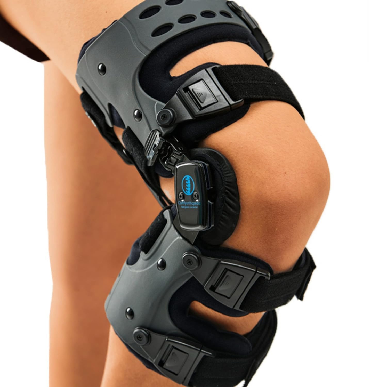 Comfyorthopedic Men & Women OA Unloader Knee Brace, Medial Arthritis Pain & Osteoarthritis Offloader, Bone on Bone Cartilage Joint Support, L1851 L1843 Upgraded Built-in Hex Key, Right Fits Up to 32in Plus Size Thigh