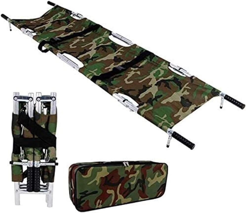 Folding Portable Stretcher for Medical and Emergency Transport, Aluminum Alloy with Safety Belts and Wheels, Load Capacity 135kg, Ideal for Hospitals, Ambulances, and Outdoor Use