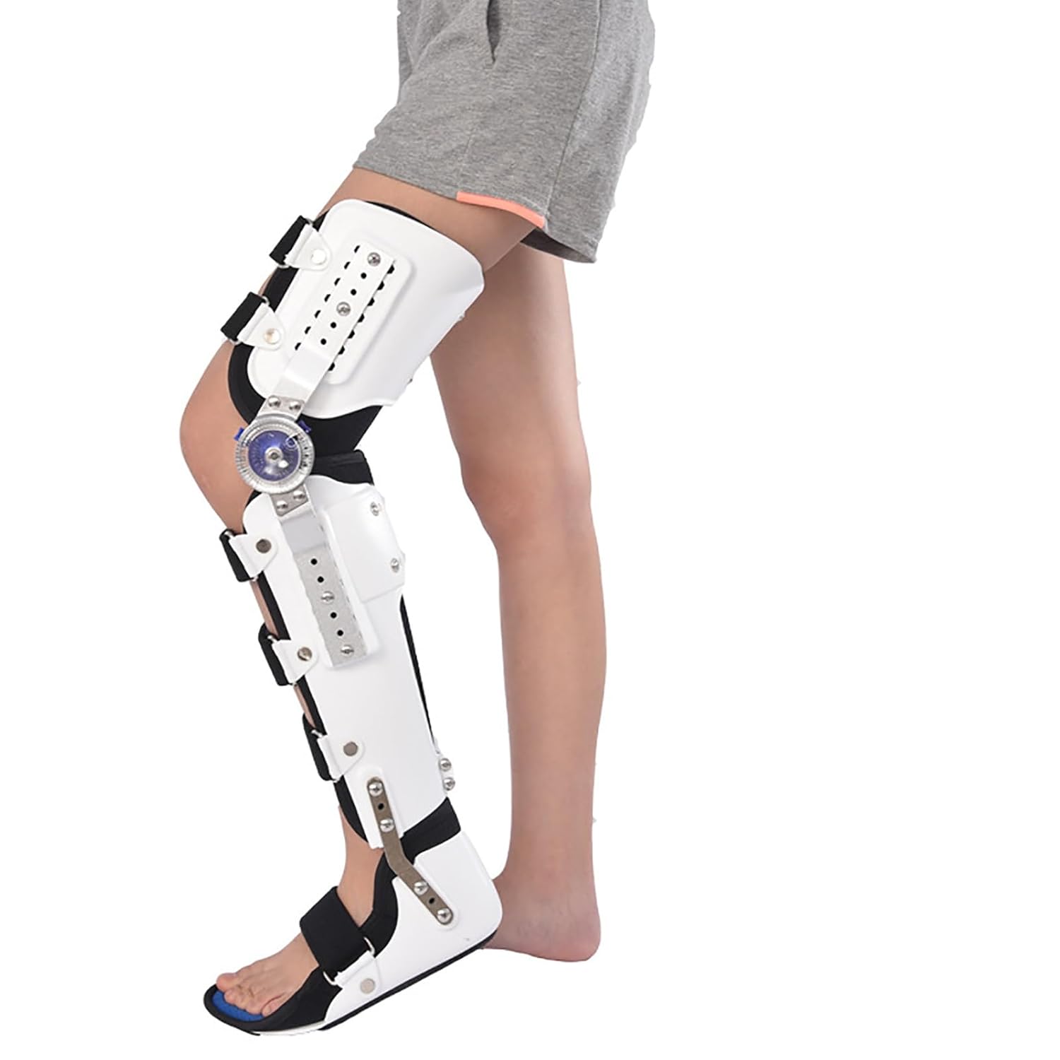 Hip Knee Ankle Foot Braces Adjustable Joint Fixed Brace Full Leg Support Breathable Built-in Side Stabilizers Removable Lightweight Hinges Comfortable Breathable Degeneration Men Women(Fix,Large)