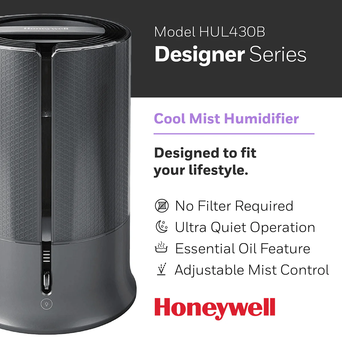 Honeywell Designer Series HUL430 1.25 Gal. Cool Mist Humidifier