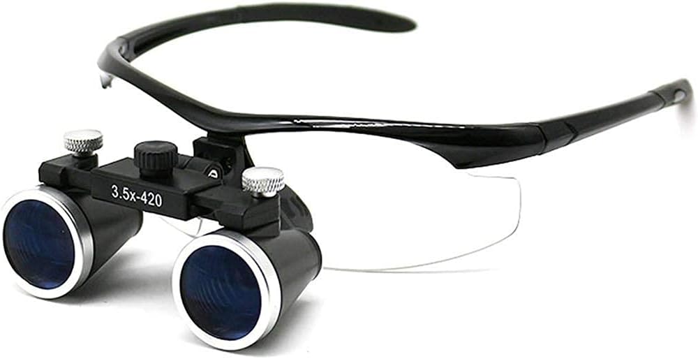 Dental Loupes, Head Mountlighted Magnifying Glasses, 2.5X / 3.5X Medical Dental Loupes Led Magnifying Glasses with Led Head Light Lamp 420Mm Dental Equipment Surgical Dentists Mag