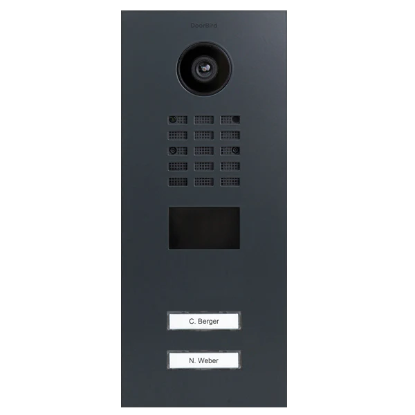 DoorBird D2102V IP Video Door Station, 2 Call Button in Anthracite Grey, RAL 7016