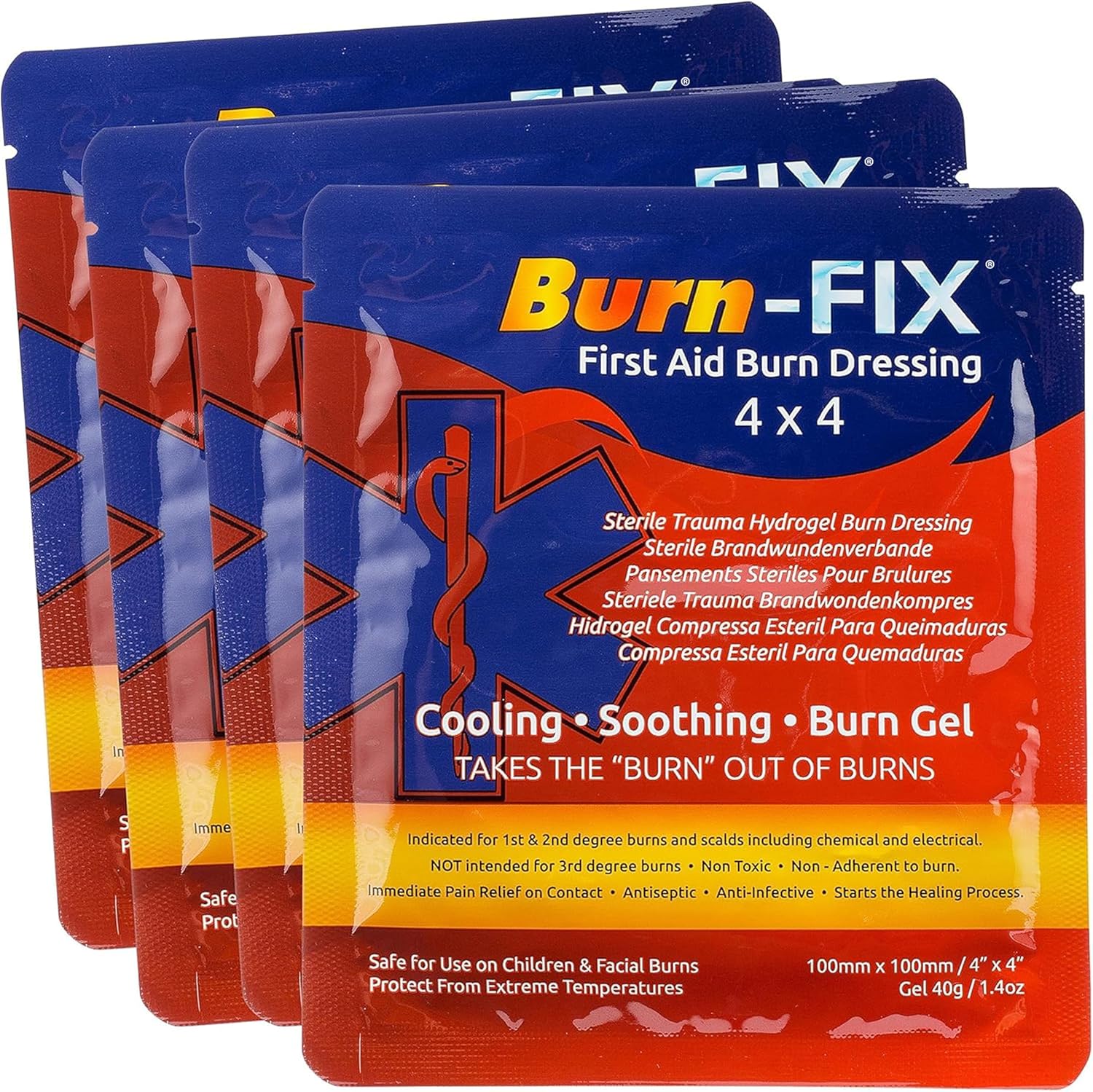 Burn-Fix- 25 Pack-Burn Gel Dressing 4 x 4