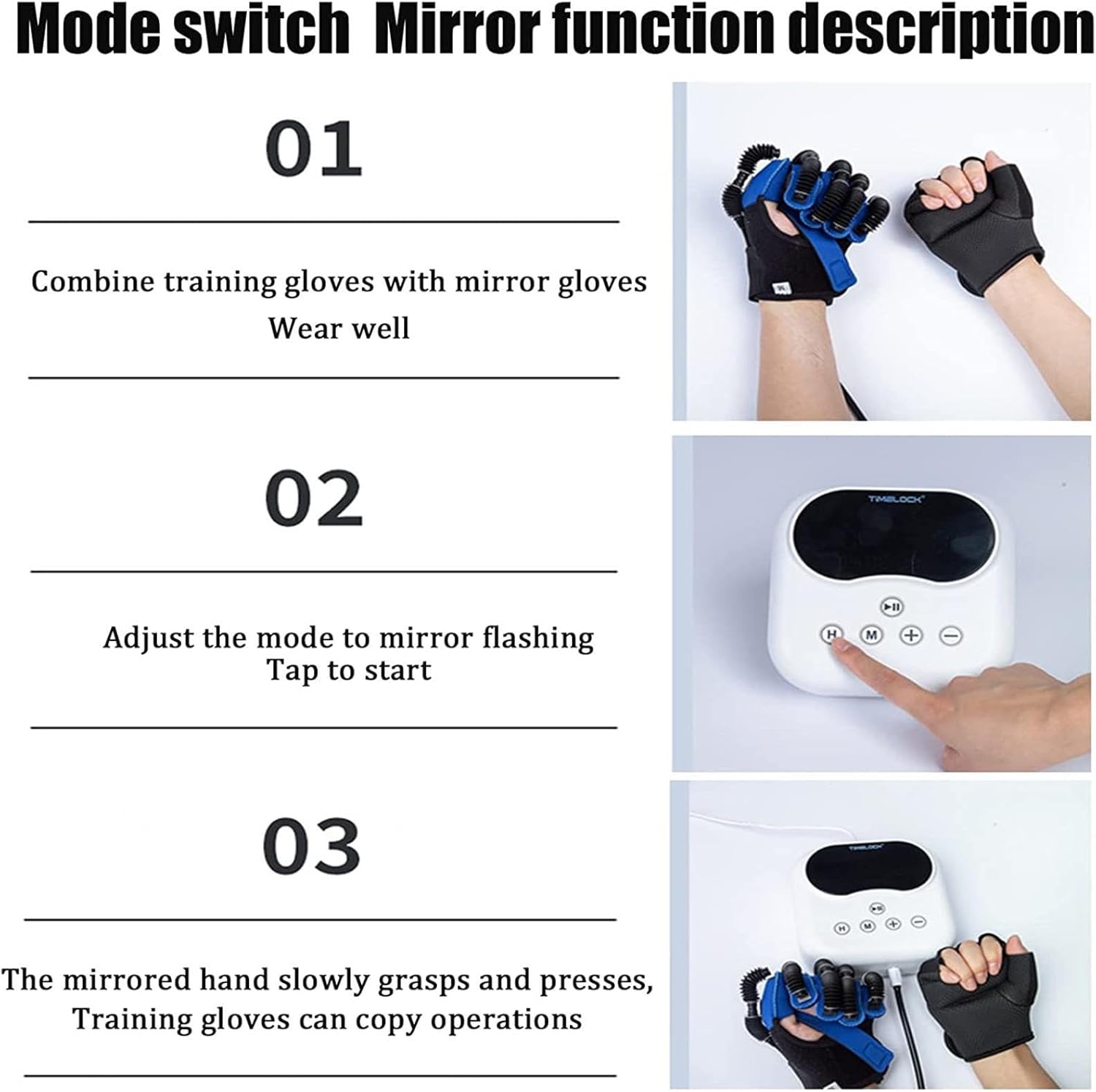 Stroke Hand Splint Assistive Gloves Finger Straightening Brace Guard with Remote Control/Single Finger Training,Left-M