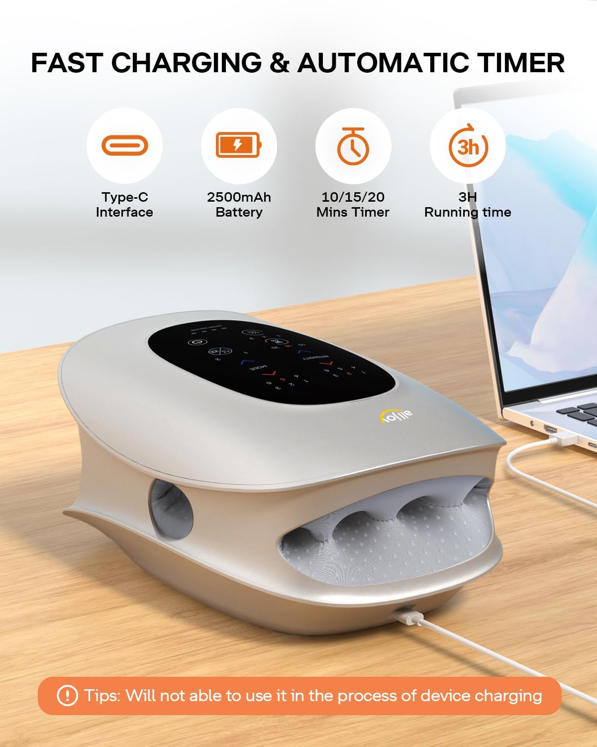 ALLJOY Hand Massager with Heat and Compression, Knuckle Stretching and Hand Massage, 6 Modes 6 Intensities 3 Heat for Arthritis and Carpal Tunnel Relief, Gifts for Women Men(Champagne)