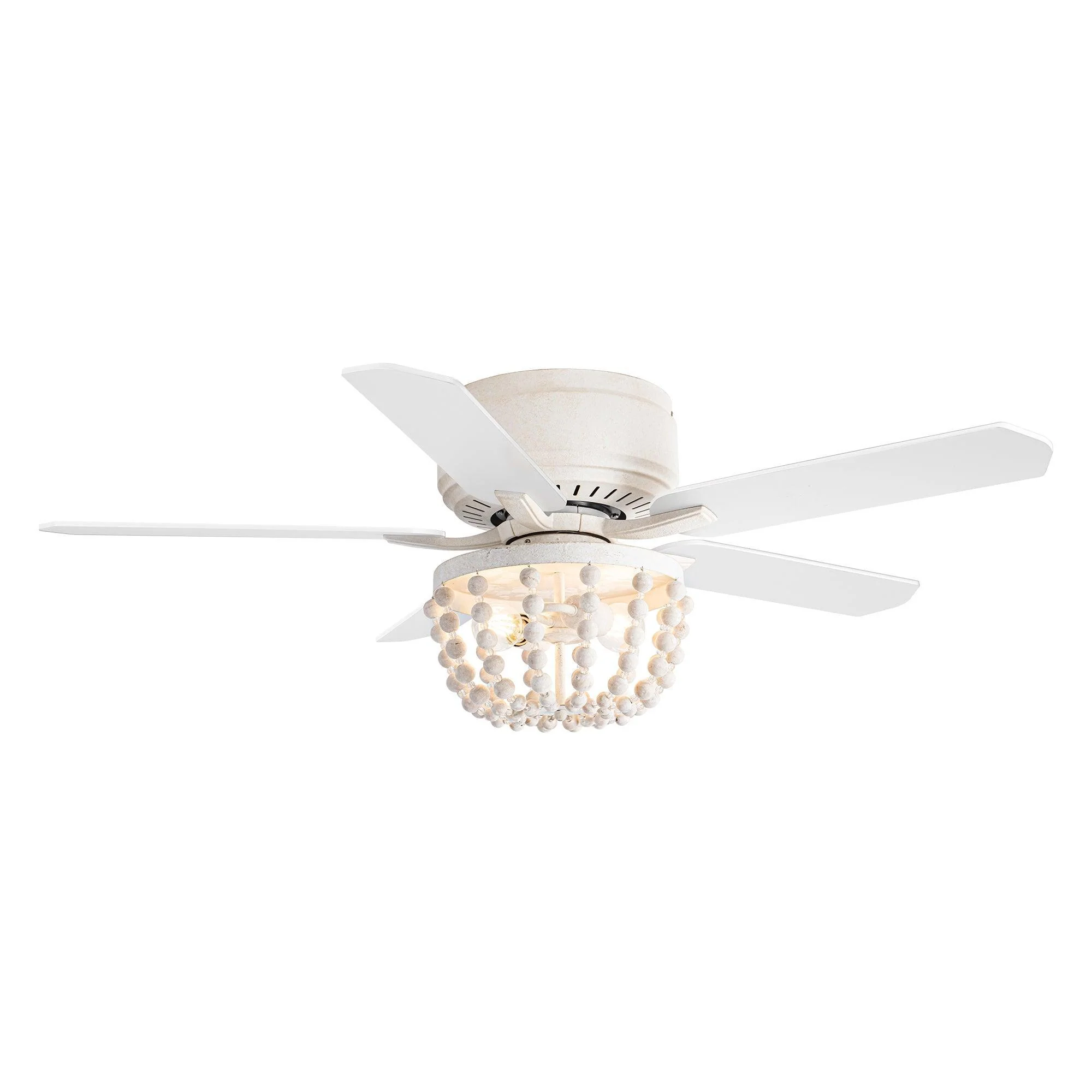 Parrot Uncle 48-Inch New Delhi Farmhouse Flush Mount Reversible Ceiling Fan with Lighting and Remote Control (F6355110V)