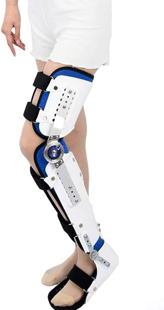 HUANGJUN HingedKnee Foot Support Brace, Adjustable Post Op Orthosis Immobilizer Protector, Full Leg Stabilizer Knee Orthosis Splint, Left