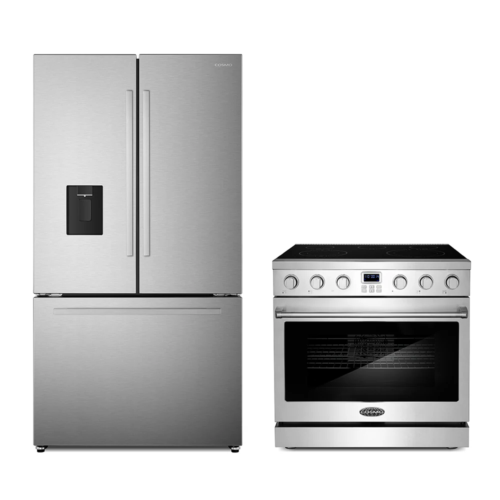 Cosmo 2-Piece Appliance Package - 36-Inch Electric Range and 36-Inch Counter Depth Refrigerator (COS-2PKG-196)