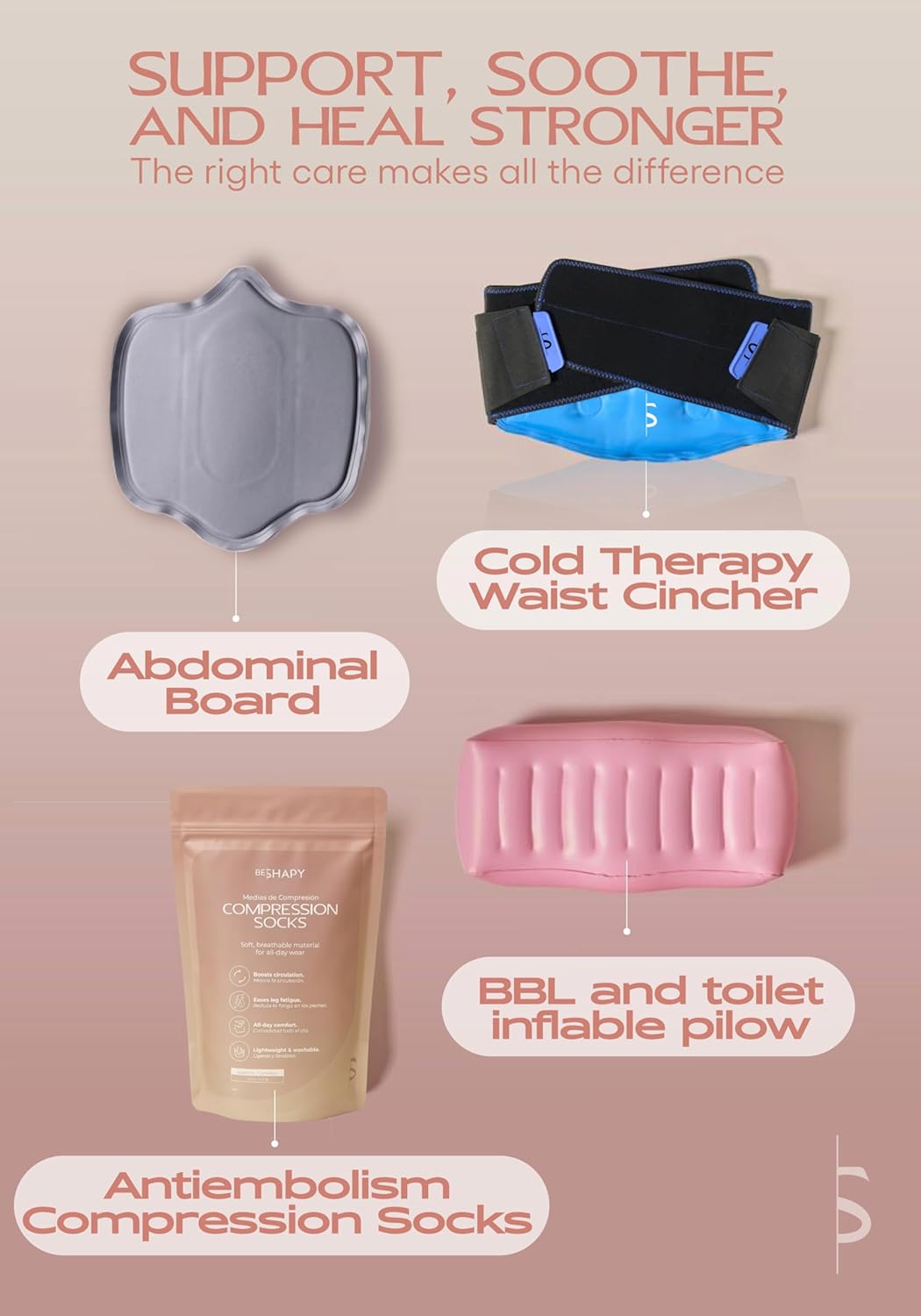 BE SHAPY BBL Lumbar Molder Back Compression Liposuction Board Post Surgery Supplies Gray