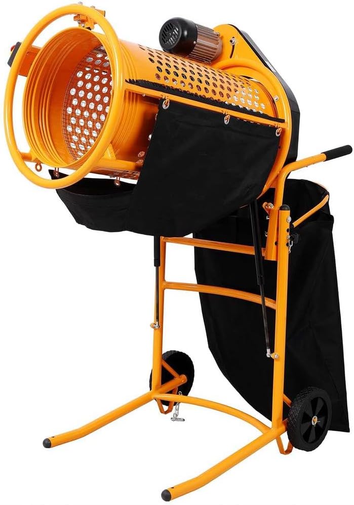 360W Foldable Electric Rotary Soil Sieve Machine, 110V/60Hz, Heavy Duty Galvanized Screen for Compost, Gravel, Dirt, Sand, and Rocks, Portable with Wheels