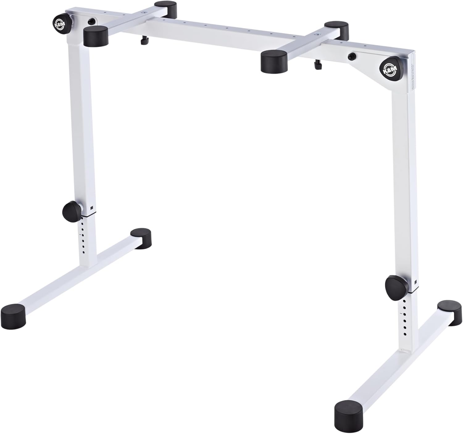 K&M Konig & Meyer 18820.019.76 Omega Pro Keyboard Table-Style Stand | Adjustable Height/Support Arms | Legs Fold Compact For Travel | Compatible w/K&M 2nd/3rd Tier Attachments | German Made | White