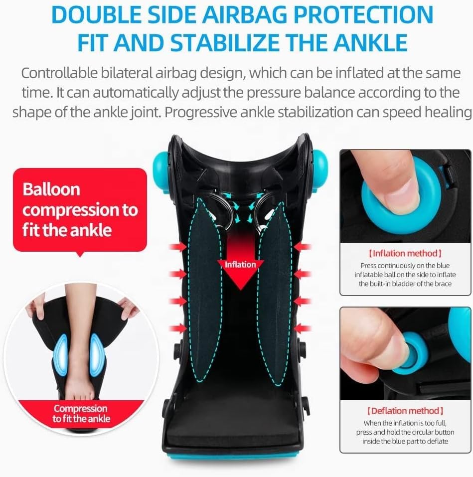 KEULEN Fracture Boot, Achilles Tendon Rupture Rehabilitation Shoes, Double Airbag Protection, Breathable Ankle Fracture Walking Short Boot Brace, for Sprained Ankle Foot Pain Recovery Broken Foot