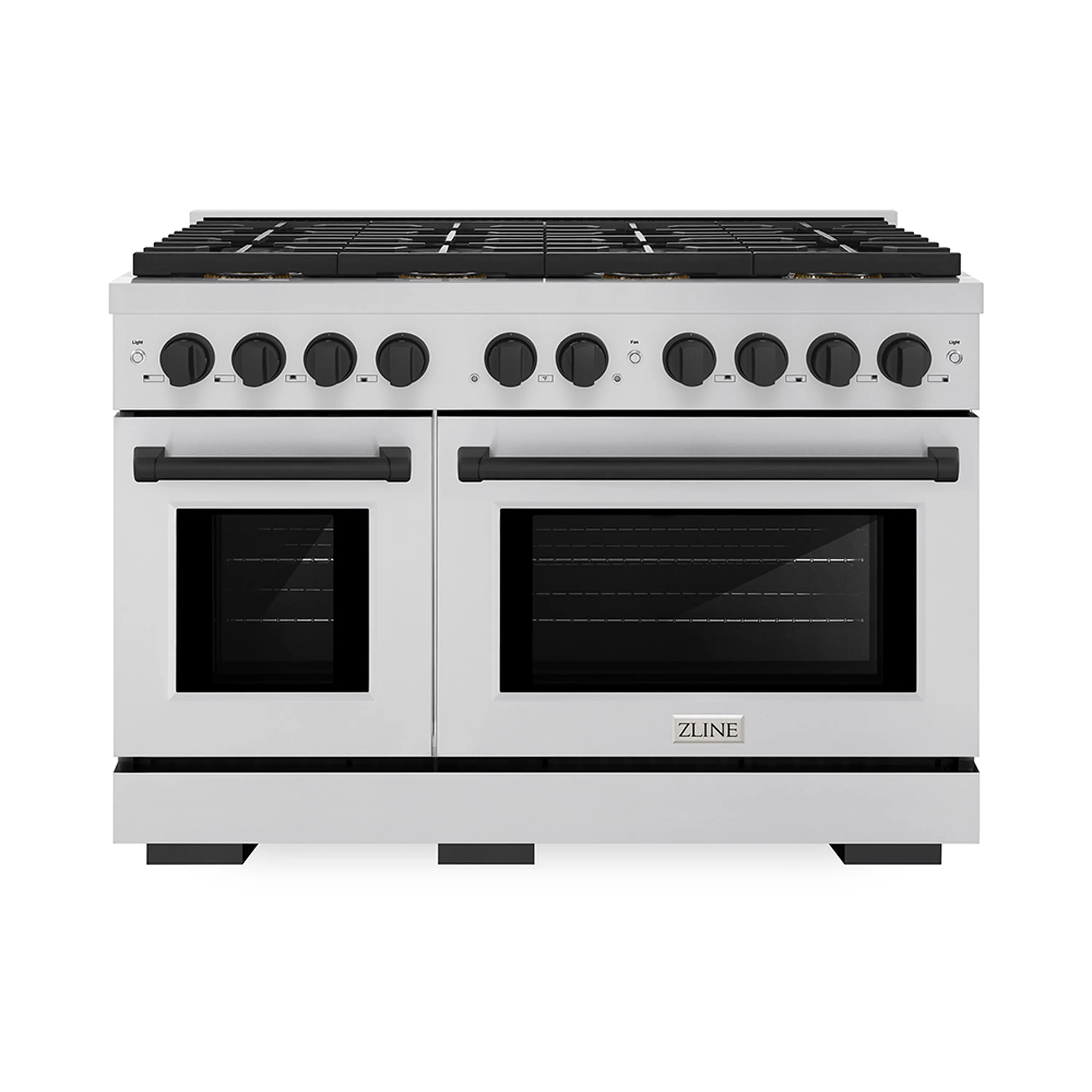 ZLINE Autograph Edition 48-Inch 6.7 cu. ft. Paramount Gas Range with 8 Burner DuoPro鈩?Cooktop and Dual Ovens in Stainless Steel and Matte Black Accents (PSGRZ-48-MB)