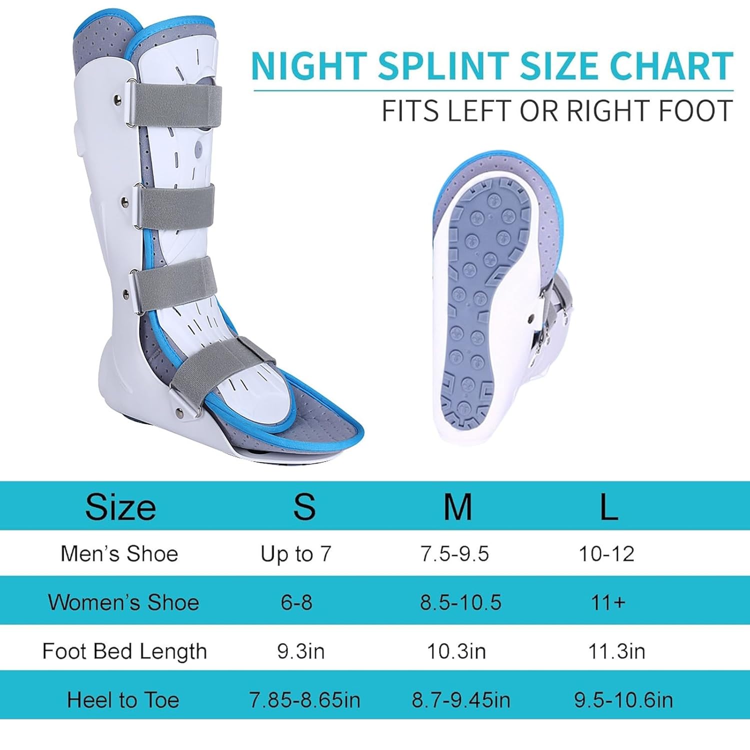 Plantar brace night splint foot stretcher Sleeping Stretch Boot Adjustable for Fractures, Sprains & Post-Operative Recovery Fascia Tendon and Calf Stretching Heel and Bone Spur(A,Large)
