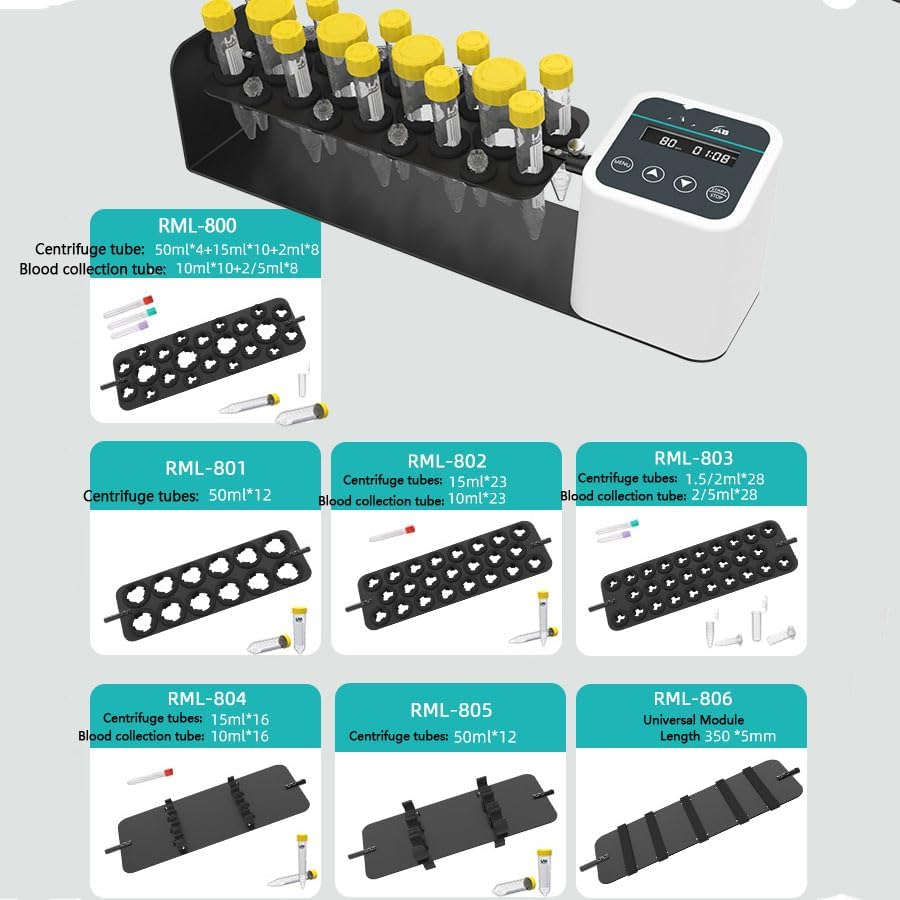 Electric Rotary Mixer with Adjustable Speed and Timing, 7 Clamps Included, Ideal for Medical and Agricultural Laboratory Use