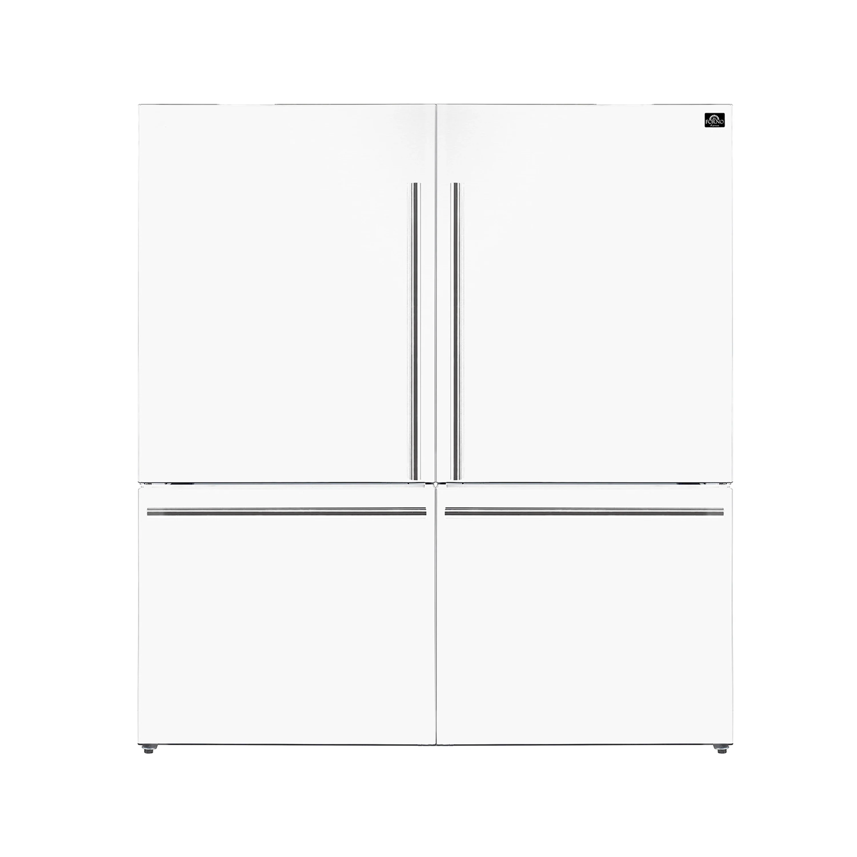 Forno Milano Espresso Package - 62-Inch, 34.4 cu. ft. Refrigerators with Bottom Freezers in White with Stainless Steel Handle (FFFFD1787-60WHT)