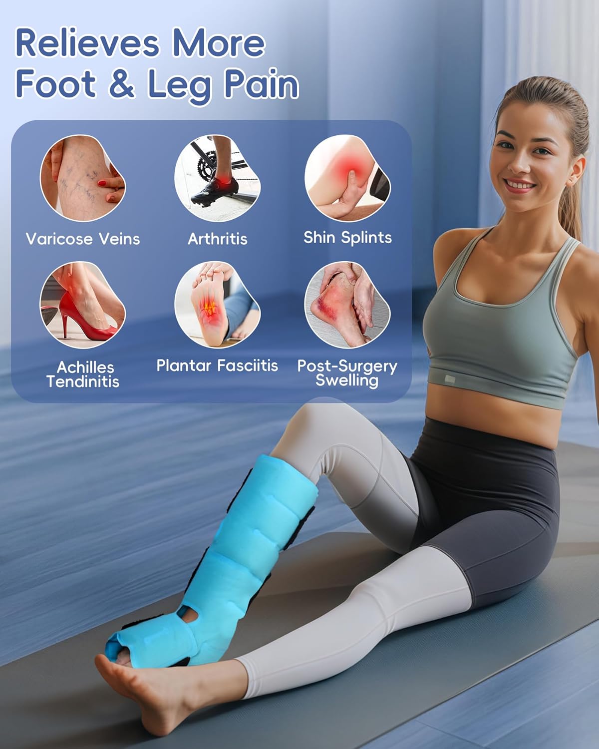 Comfytemp Shoulder Ice Pack Wrap and Full Ankle Foot Ice Pack for Injuries, FSA HSA Eligible, Hot & Cold Compression