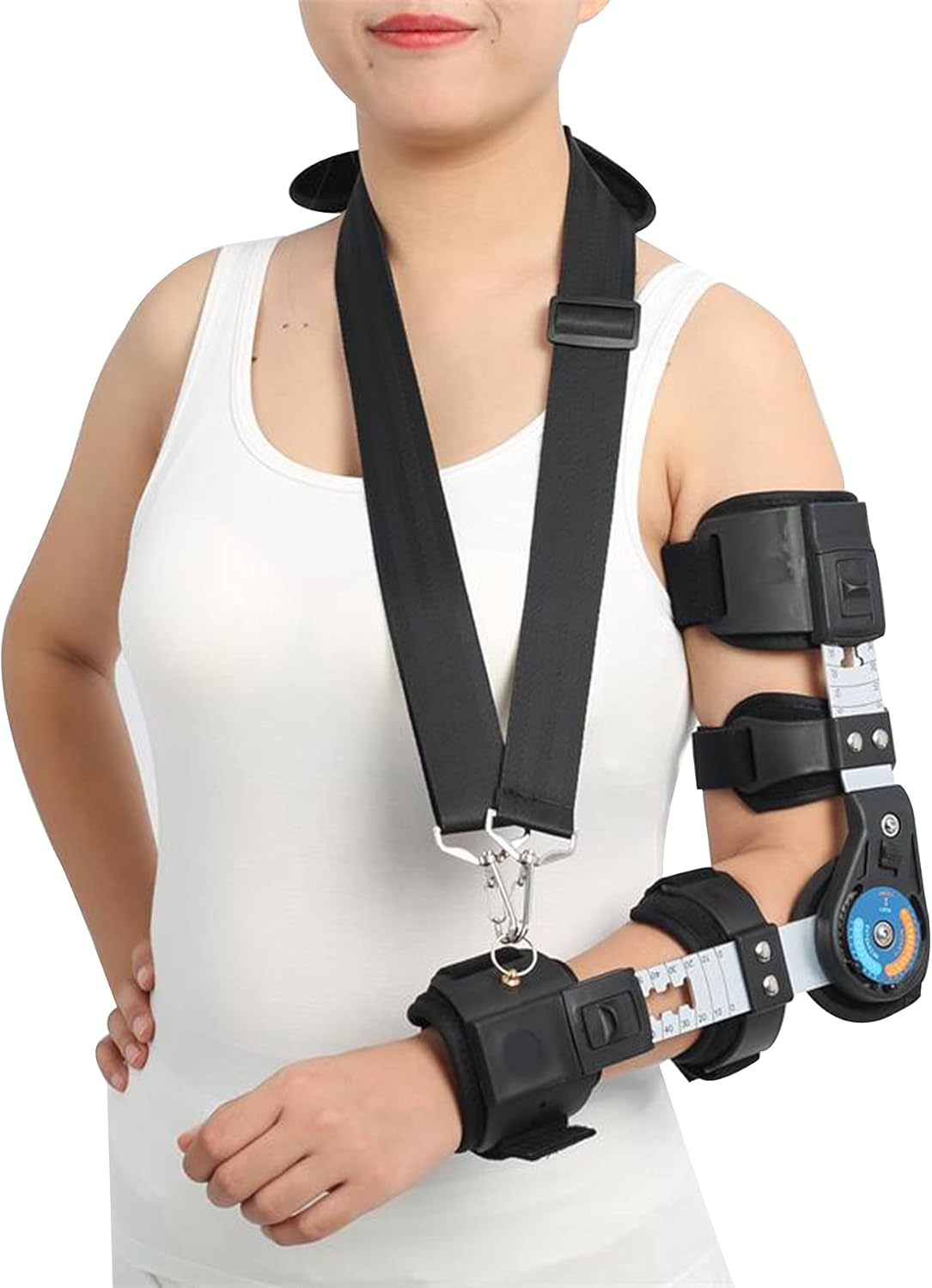 Hinged Elbow Brace Recovery Support After Surgery for Dislocated Arm Adjustable Splint and Shoulder Strap Ligament and Tendon Repairs Arm Injury Dislocation by Brace Align,Left