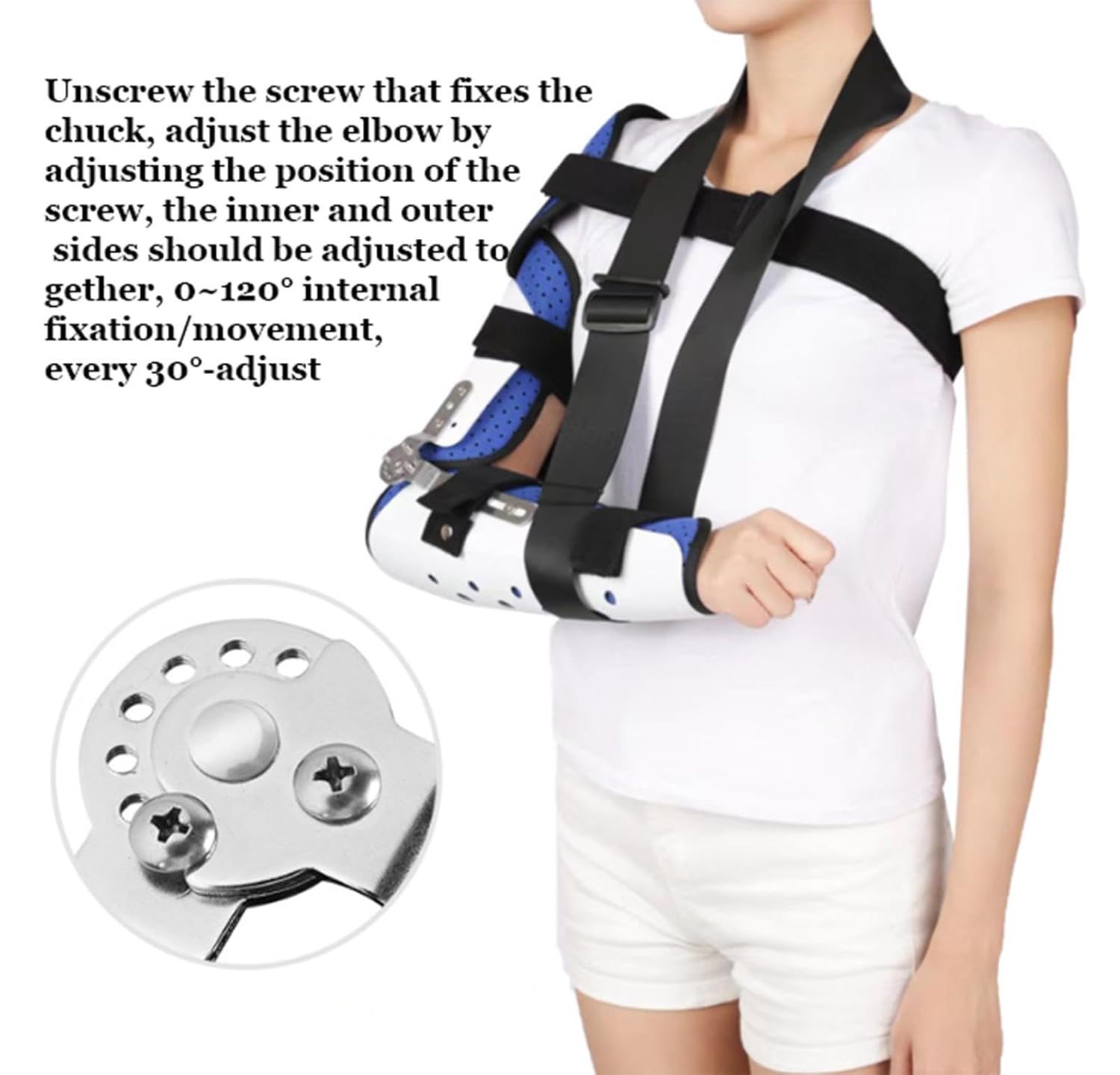 ROM Hinged Elbow Brace Adjustable Elbow Splint,Post OP Arm Immobilizer with Shoulder Sling Stabilizer,Cubital Tunnel Syndrome Physical Therapy and Recovery,for Sleep and Wo(Right