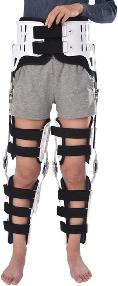 Orthopedic Hinged Knee Brace with Foot Pad for Adults, Hinged Knee Hip Support Brace Waist/Knee Ankle Foot Joint Fixation Brace/with Bare Feet (with Bare Feet