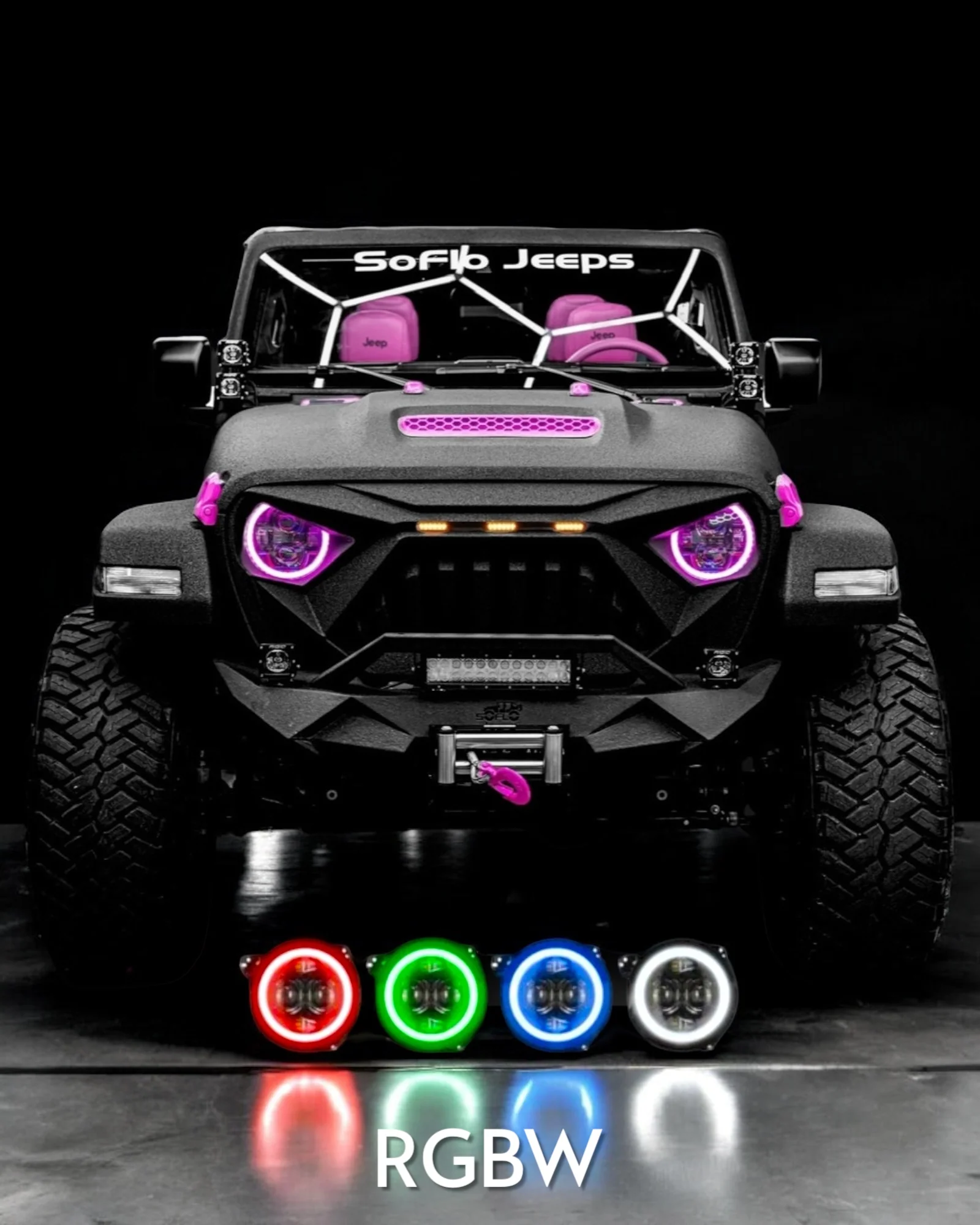 Jeep Wrangler Color Changing RGBW Halo Headlights 2018-2026