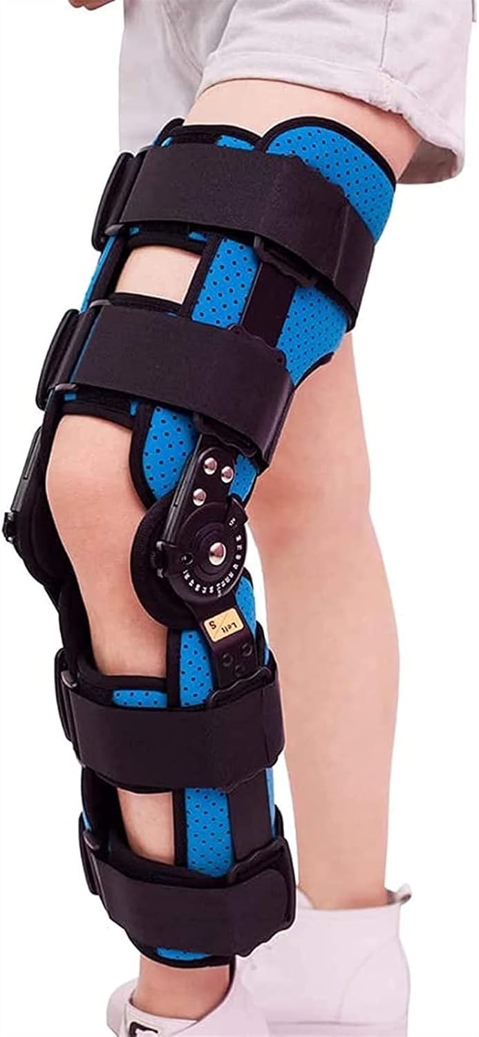 Hinged Knee Support Brace Knee ROM Brace Injury Orthosis Immobilizer,Adjustable Hinged Knee Brace Splint Stabilizer ROM Knee Support for Acl Arthritis Meniscus Tear Ligament Injur(Left-S