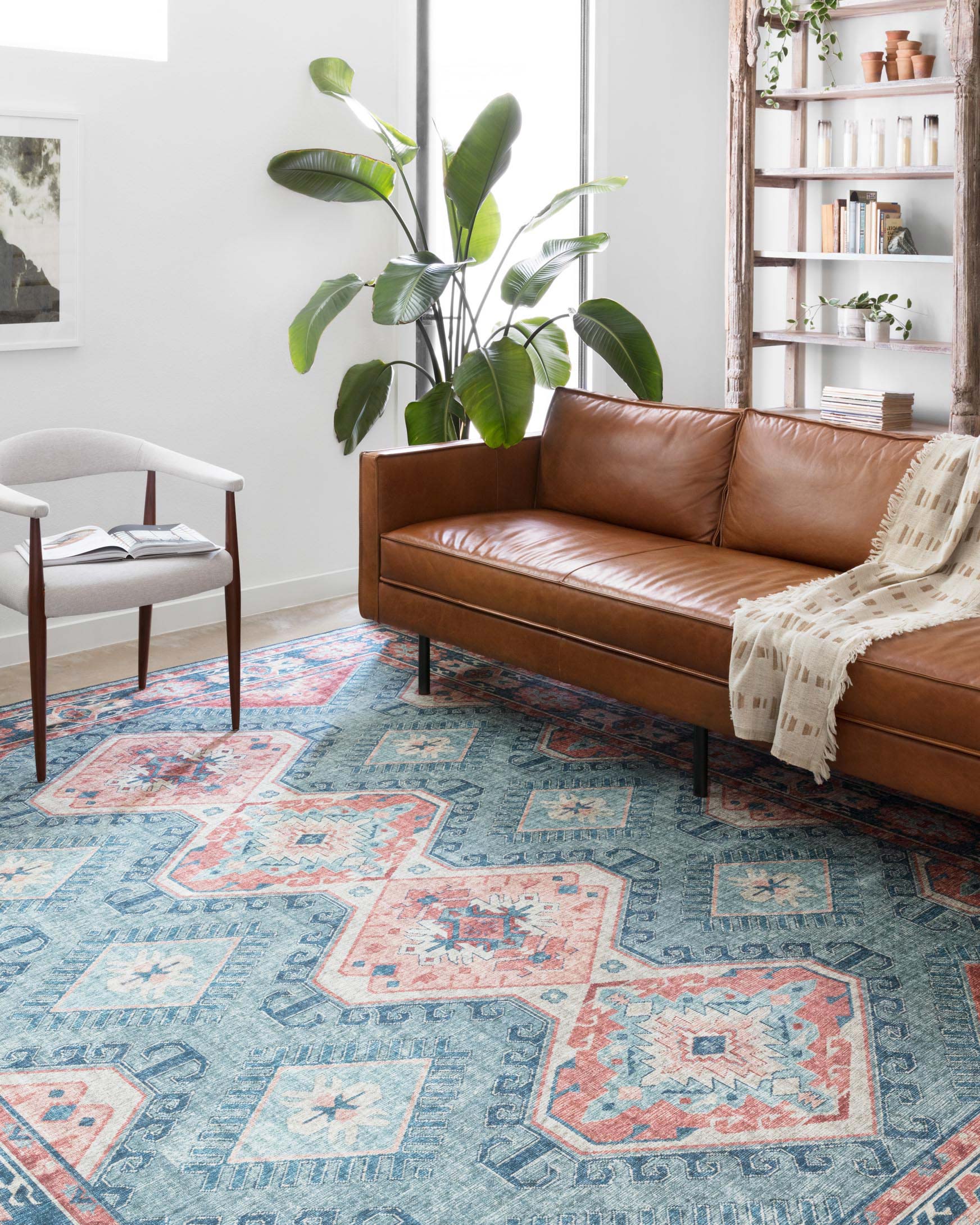 Loloi II Skye Collection - Traditional Power Loomed Rug in Turquoise & Terracotta (SKY-03)