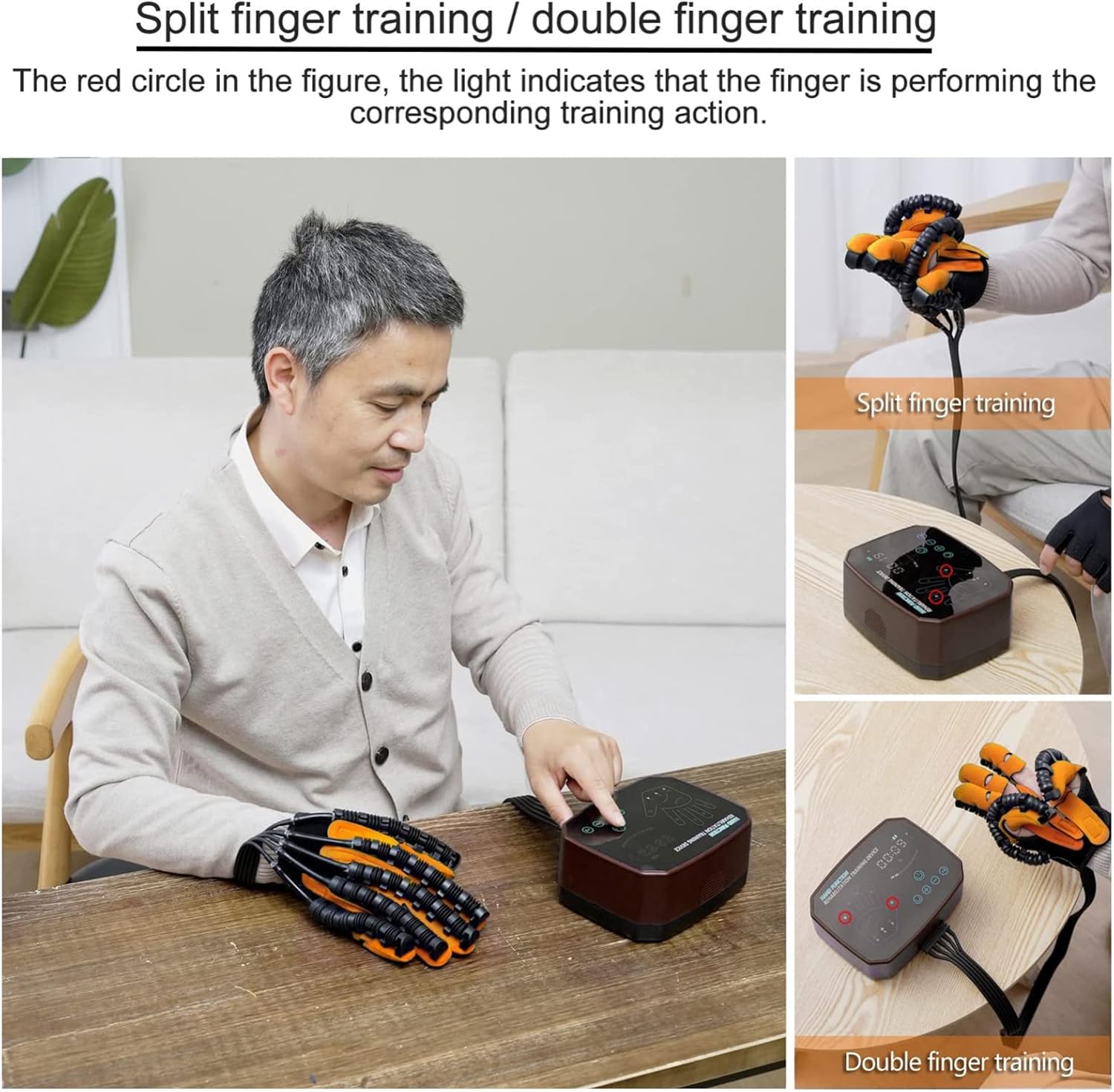 Stroke Hemiplegia Rehabilitation Robot Gloves, Hand Dysfunction Patient Training Device, Finger Exerciser Finger Orthosis(Size:XL Code,Color:Left Hand)