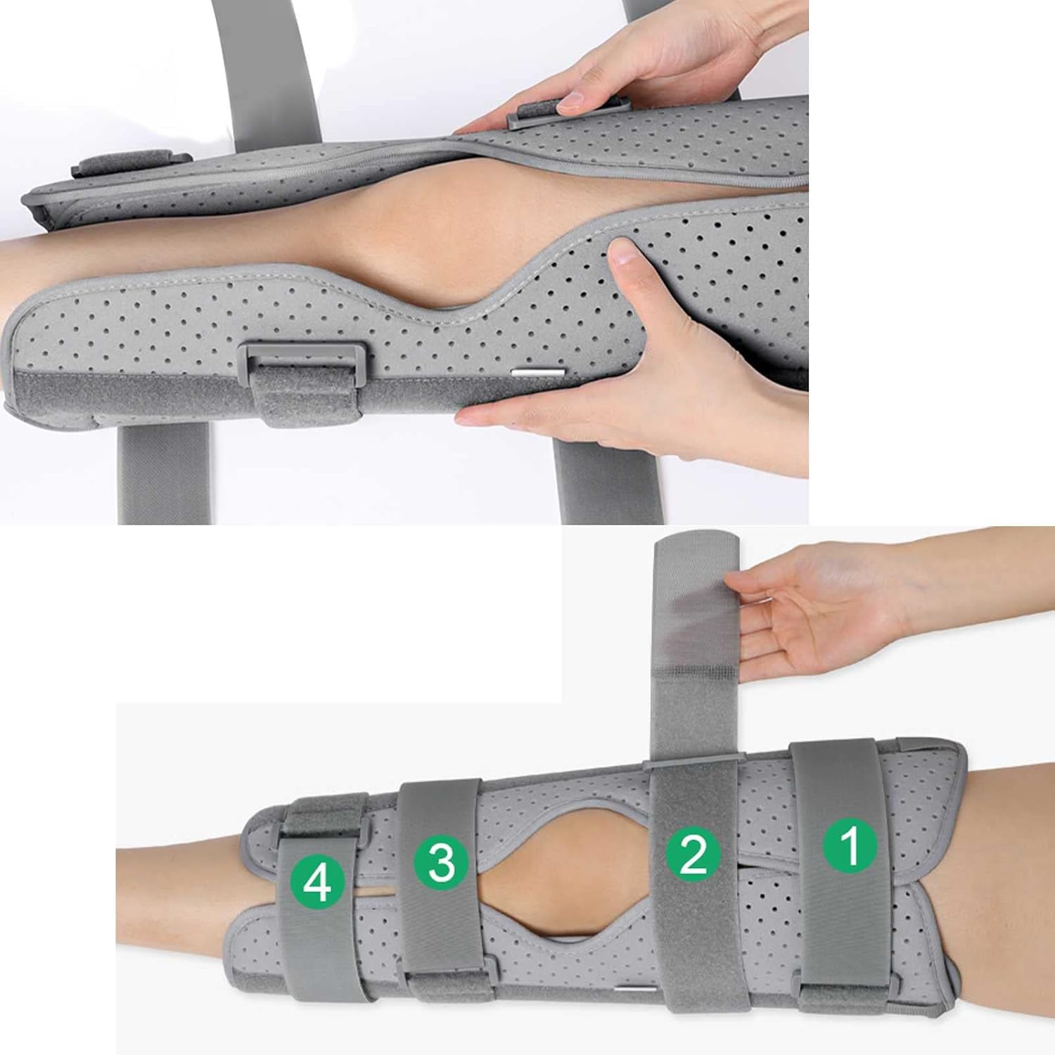 Knee Immobilizer 3-Panel Knee Splint Full Leg Straight Brace Comfort Rigid Support for Knee Pre-and Postoperative Injury Or Surgery Recovery,Gray 2-S