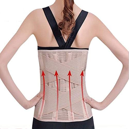 Posture Corrector Orthopedic Posture Corrector Brace Elastic Adjustable Lower Back Support Waist Trimmer Belt Lumbar Support Belt Back Brace,Khaki-M,Khaki-XL