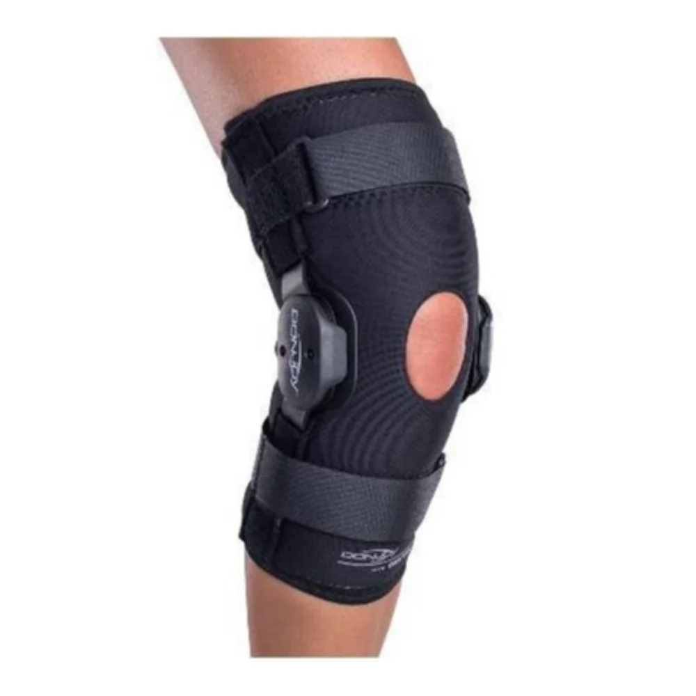 DonJoy Deluxe Hinged Knee Brace, Drytex Sleeve, Open Popliteal (X-Large)