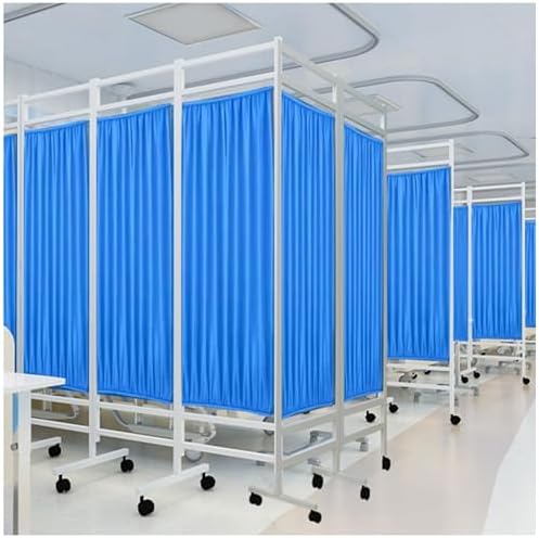 4 Panel Foldable Medical Privacy Screen Room Divider with Metal Frame - Portable Brown Partition for Clinics, Offices, & Home Use - Enhance Patient Privacy & Space Management