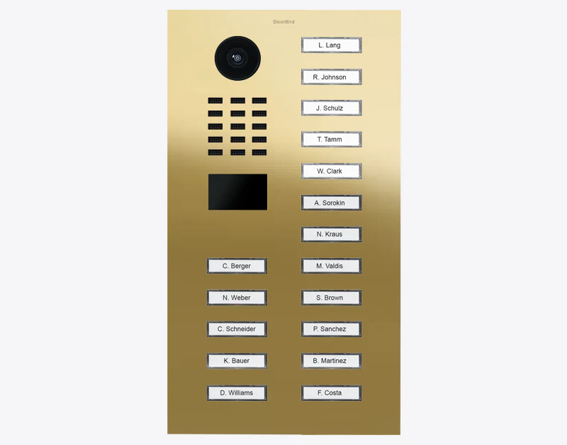 DoorBird D2117V IP Video Door Station, 17 Call Buttons in Brass