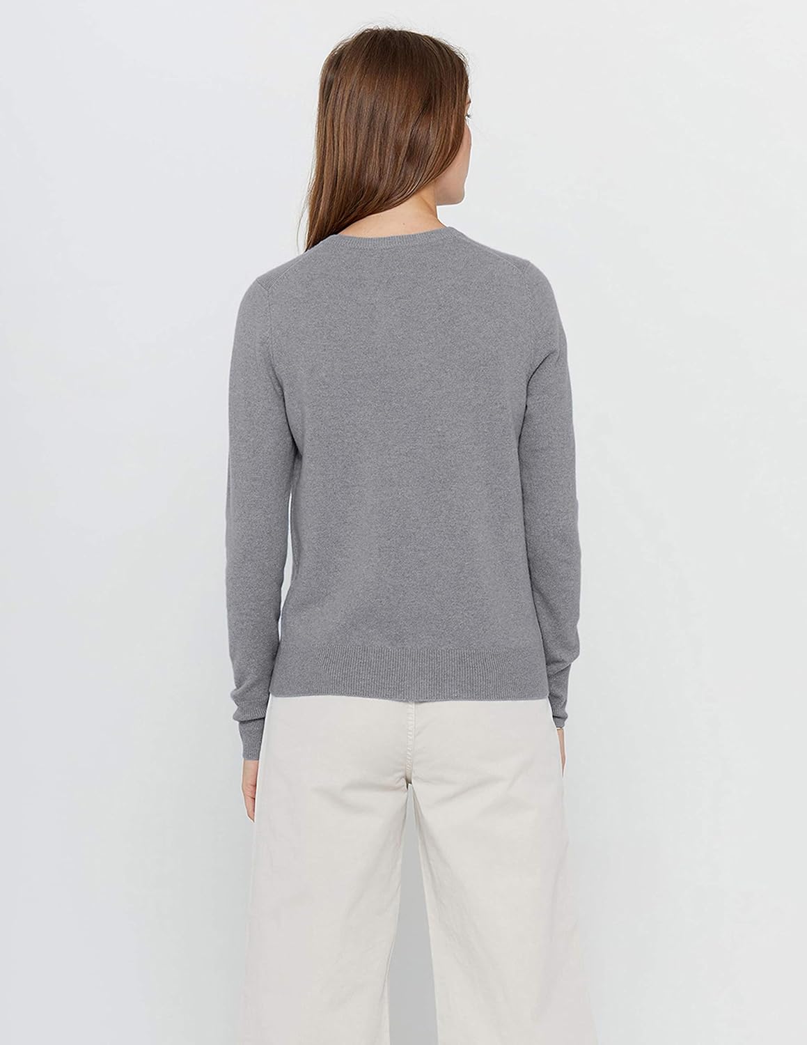 State Cashmere Women's 100% Pure Cashmere Button Front Long Sleeve Crew Neck Cardigan Sweater