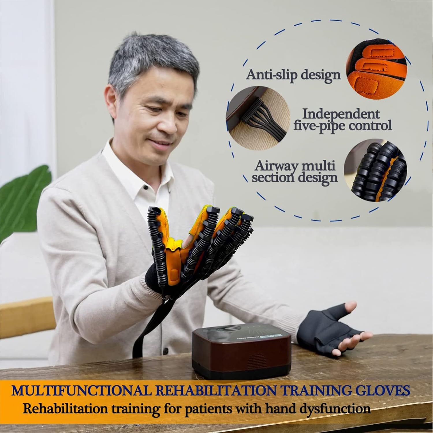 Upgrade Rehabilitation Robot Gloves Stroke Hemiplegia Hand Finger Training Promote Blood Circulation Resolve Stiff Hands(Size:L Code,Color:Right Hand)