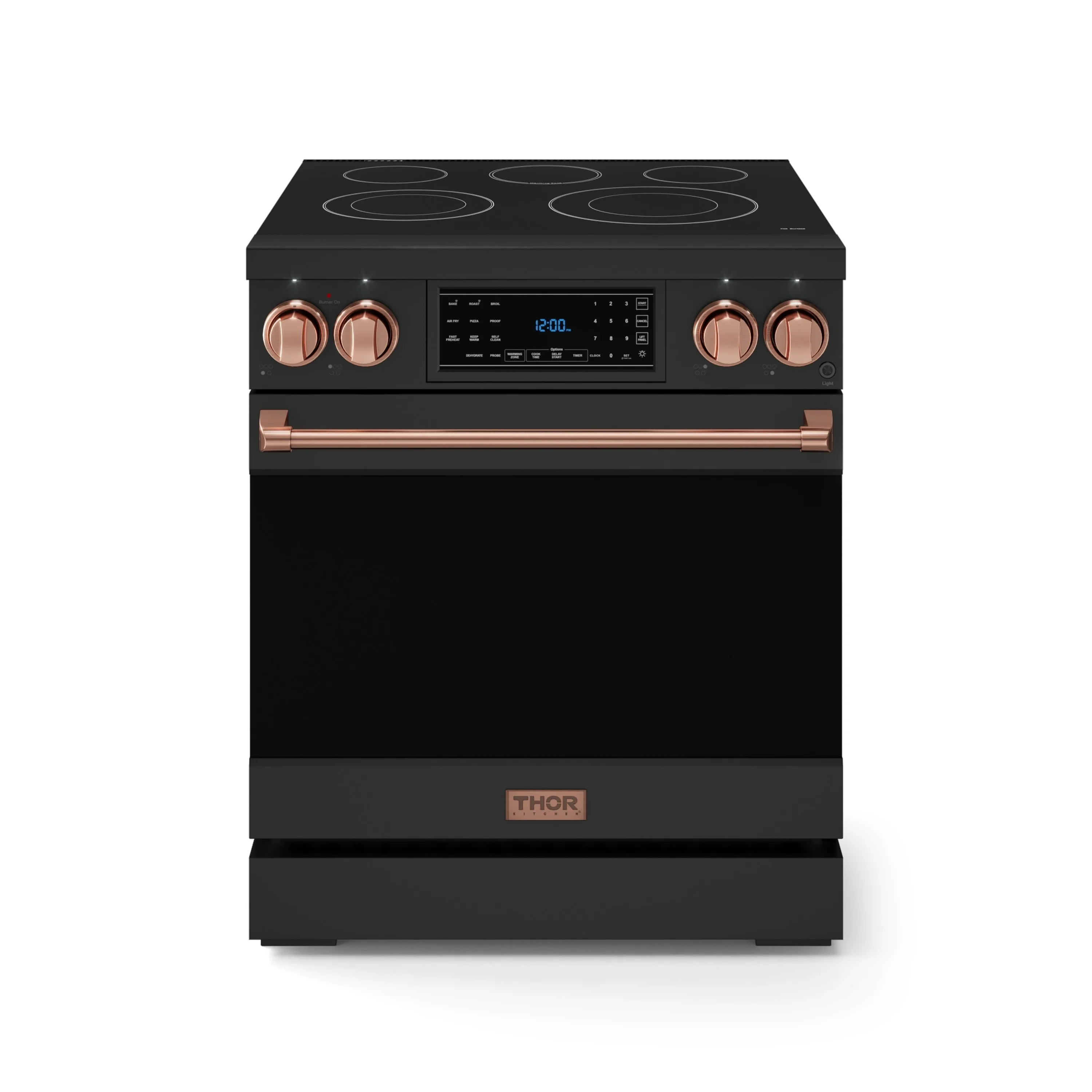 Gordon Ramsay by Thor Kitchen 30-Inch Professional Electric Range with Tilt Panel Touch Control and 6.0 Cu. Ft. Oven with Air Fryer and Self Clean in Black with Rose Gold Trim (RSE30B-RSG)