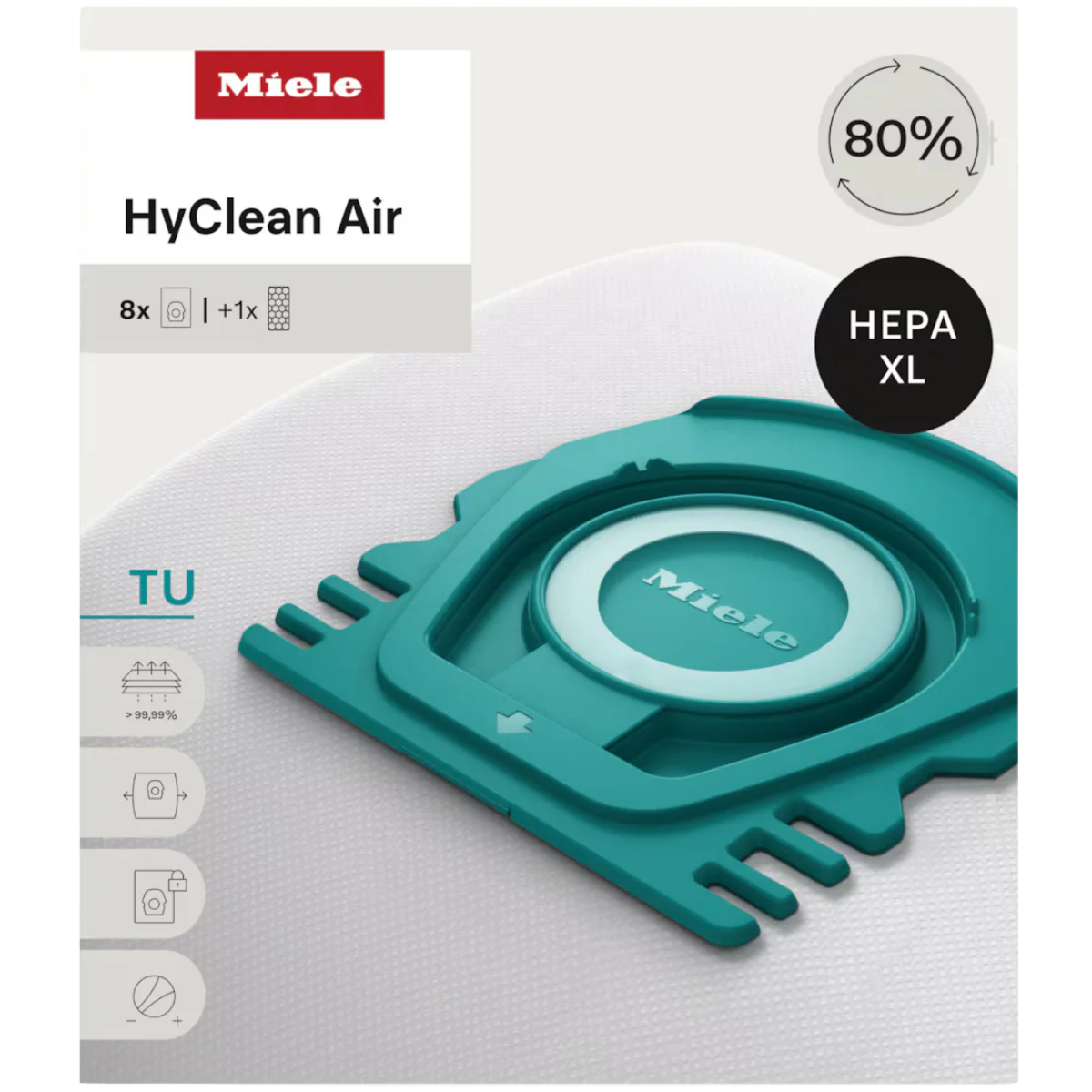 Miele HyClean TU Allergy XL Vacuum Bags with GN-HA50 8-Pack