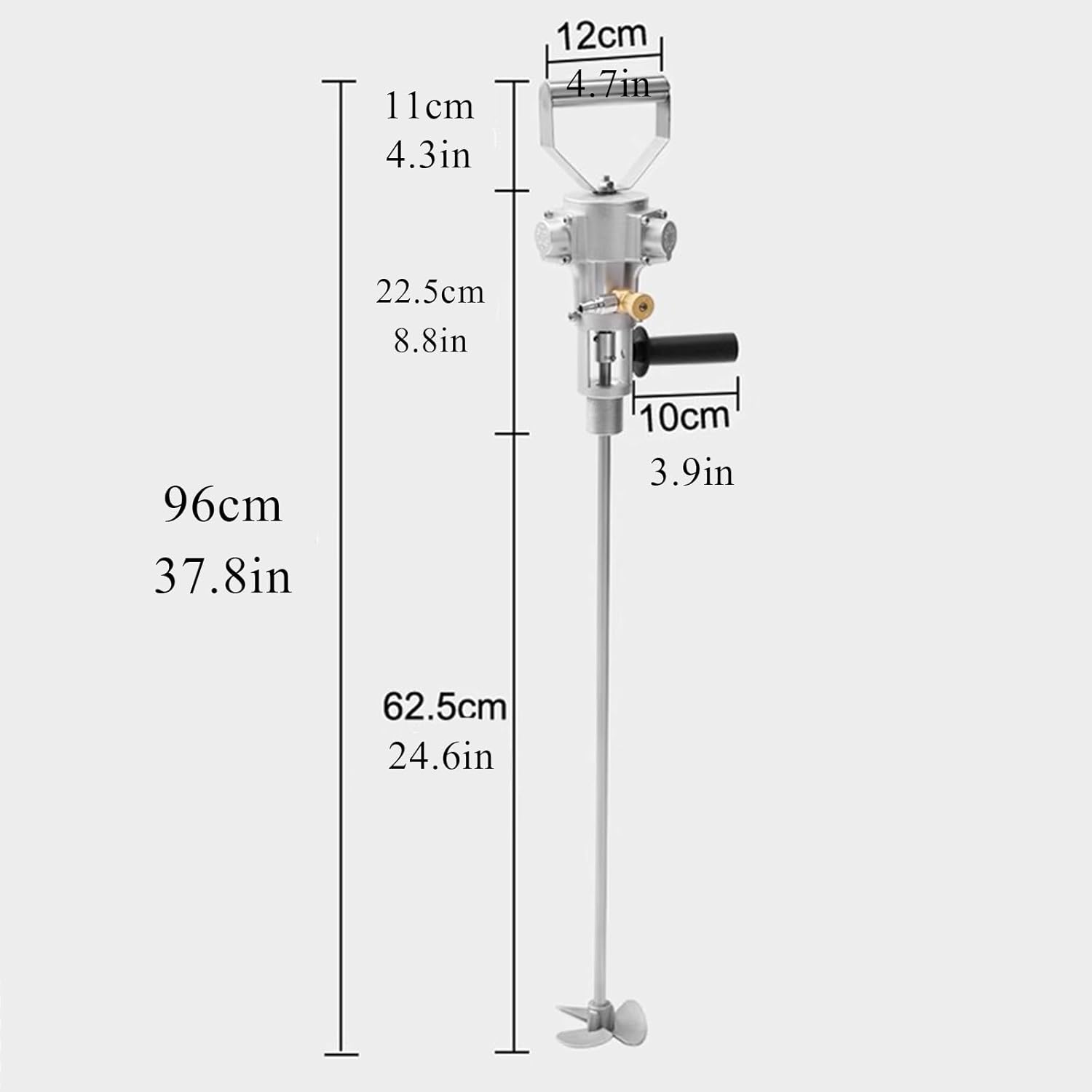 HM&DX 5 Gallons Pneumatic Paint Mixer,Industrial Ink Coating Paint Air Agitator, Stainless Steel Impeller Mixer, 1/8HP 50-2600r/min, Air Agitator Ink Coating Mixing Tool(Portable Version, Silvery)