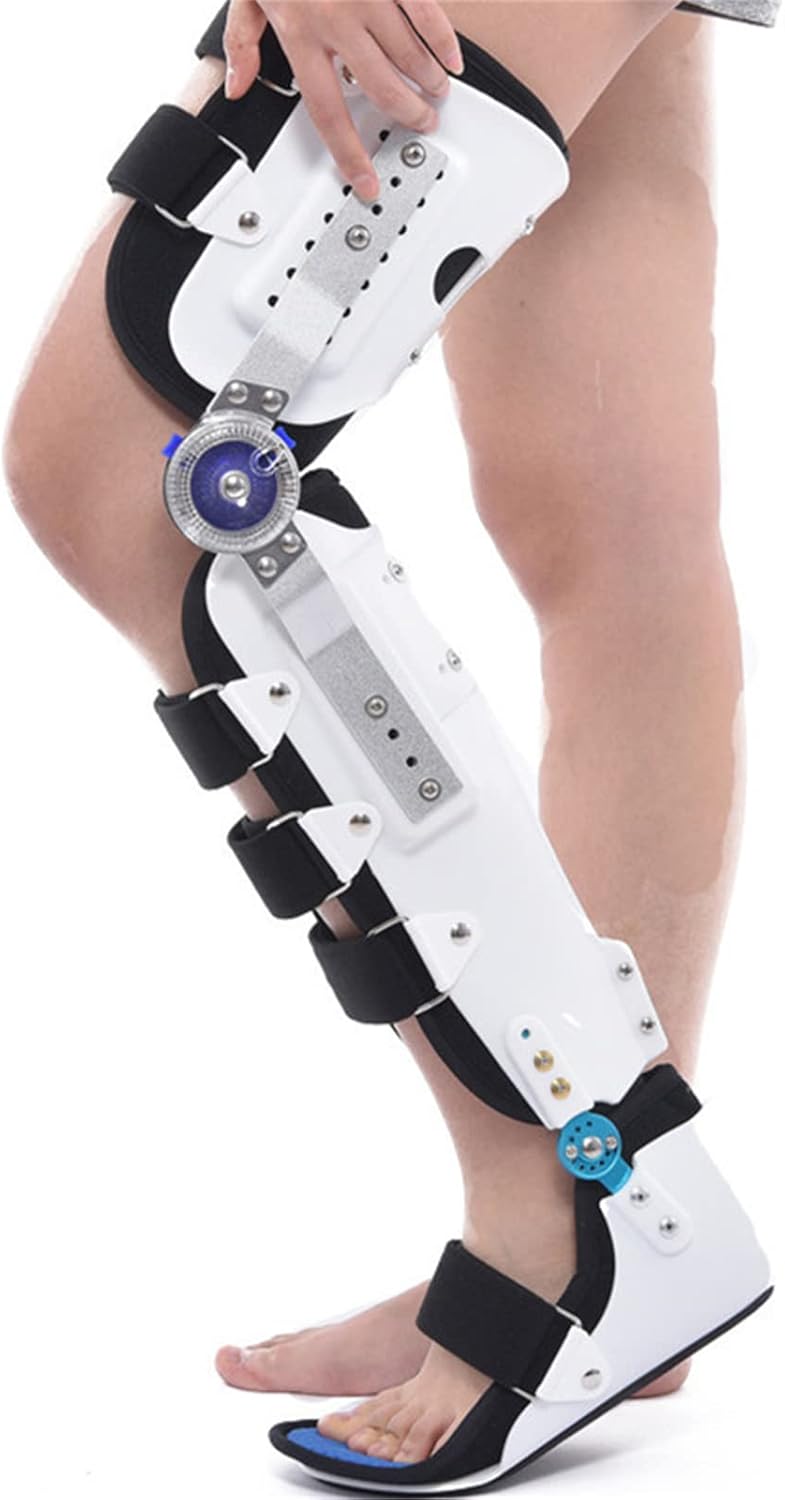 Folding Knee Foot Support Brace, Adjustable Orthotic Immobiliser Protection After Knee Support, Knee Brace Splint with Full Leg Stabiliser, Fits Both The Left and Right Leg 502