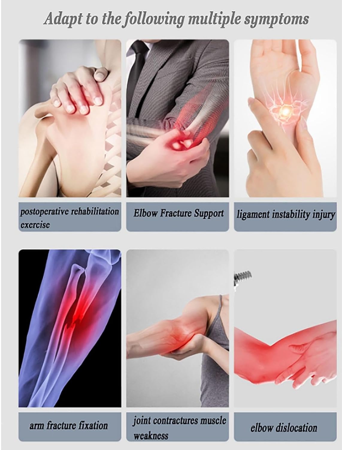 Hinged Elbow Brace, ROM Adjustable Splint & Shoulder Strap with Sling Stabilizer,Men & Women Post Tendon Injury & Surgery Pain Relief Recovery,Dislocated Arm,Left (Right