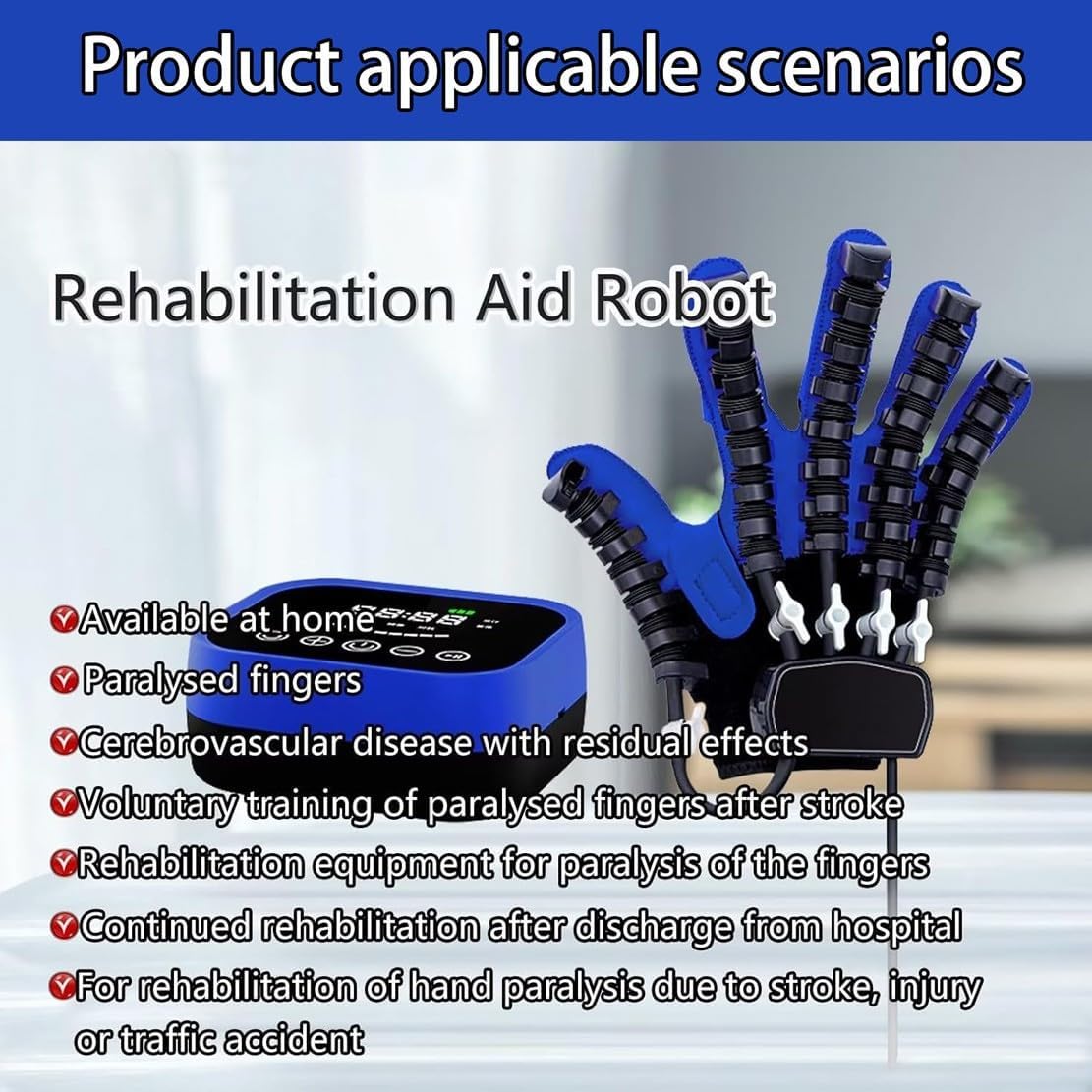 Rehabilitation Robot Gloves, Multi-Modal Rehabilitation Training Gloves, Portable Hemiplegia Finger Rehabilitation Trainer, Finger Splint for Hand Rehabilitation(B,Left Hand M)