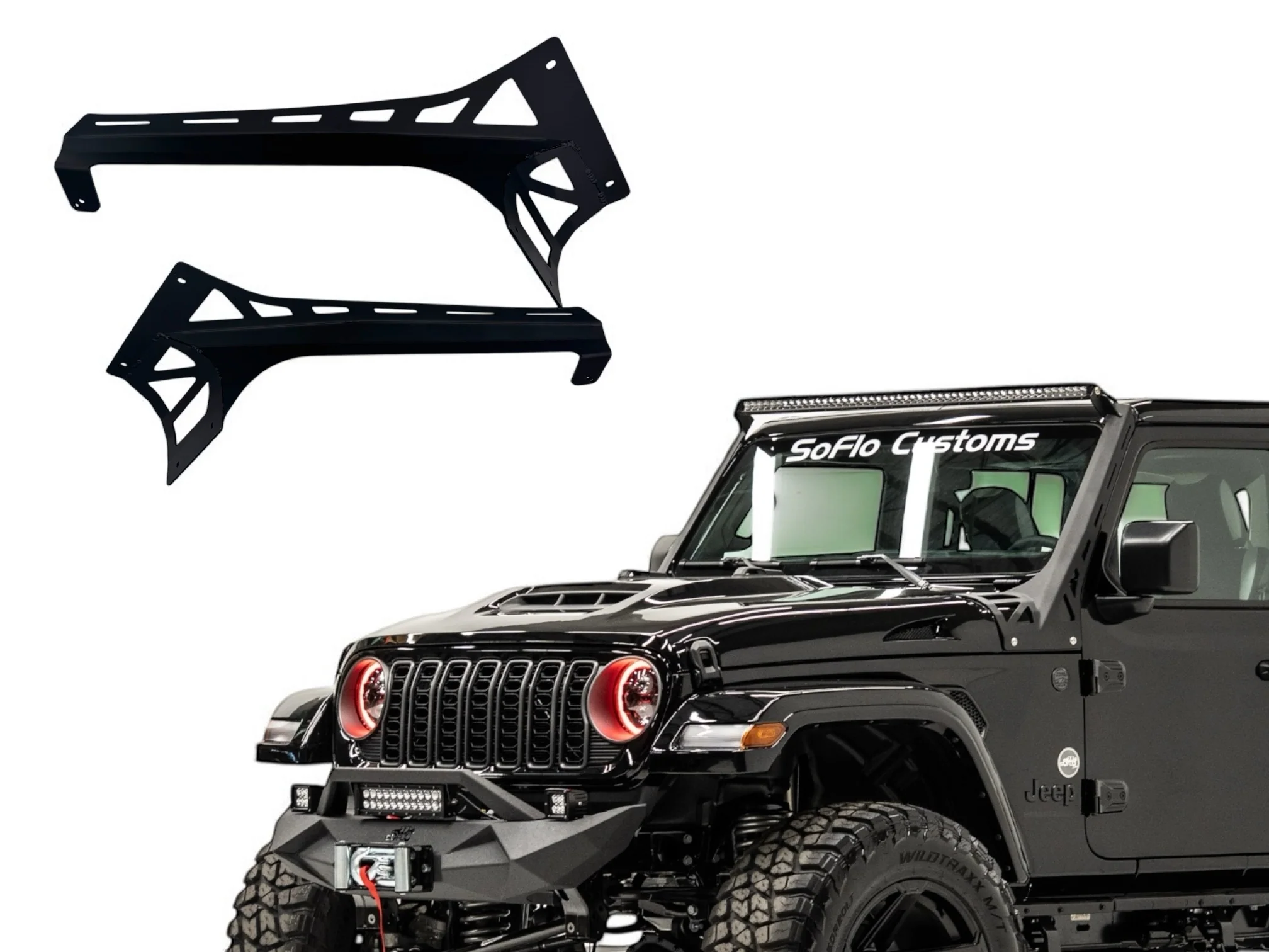 Aluminum Brackets for 52” Lightbar for Jeep Wrangler 2018-2026