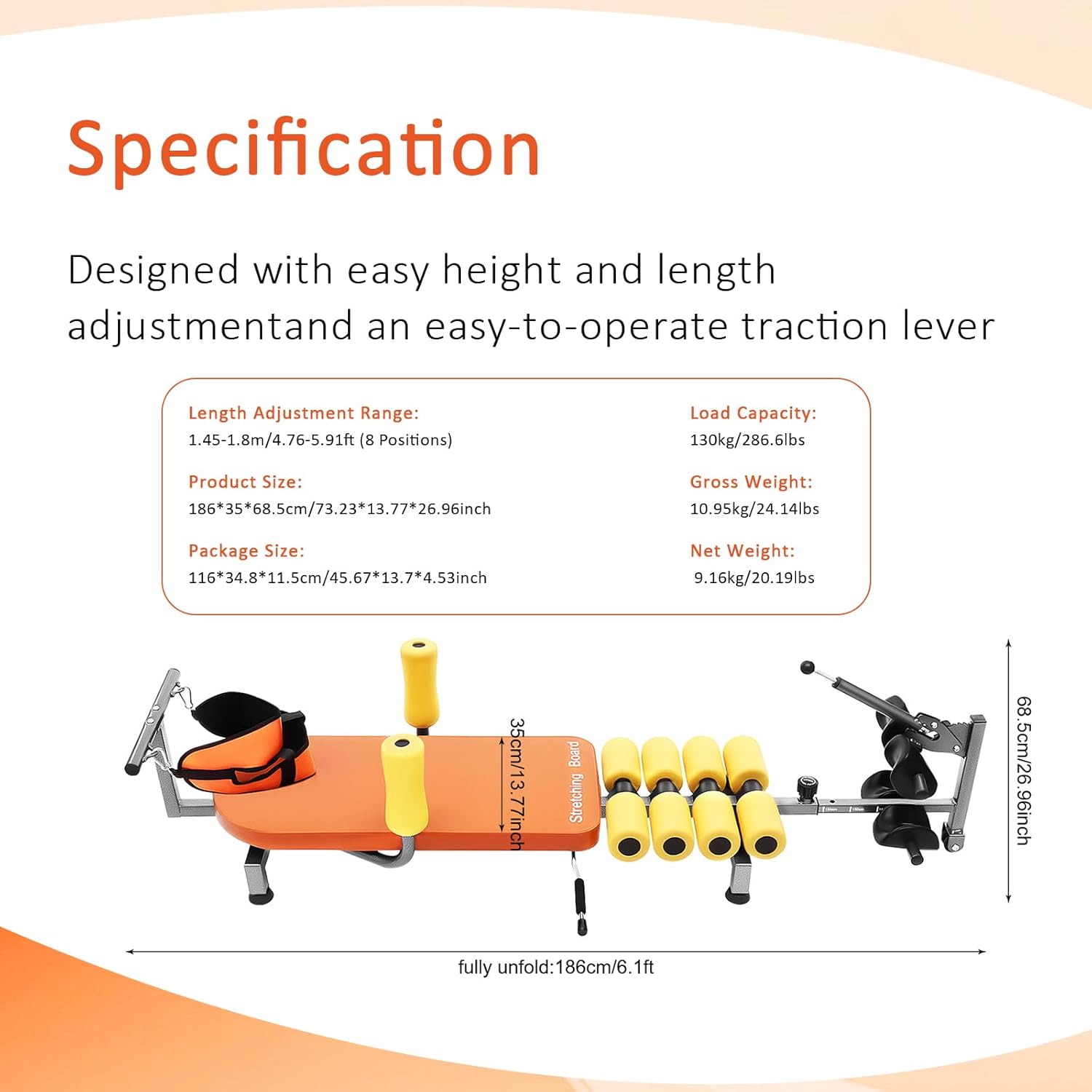 Inline Back Stretch Bench, Cervical Traction Full Body Stretching Device Lumbar Alleviate Table & Knee Decompression Stretcher Realign Vertebrae Straight Back Extension Bench for Tension Relief Home
