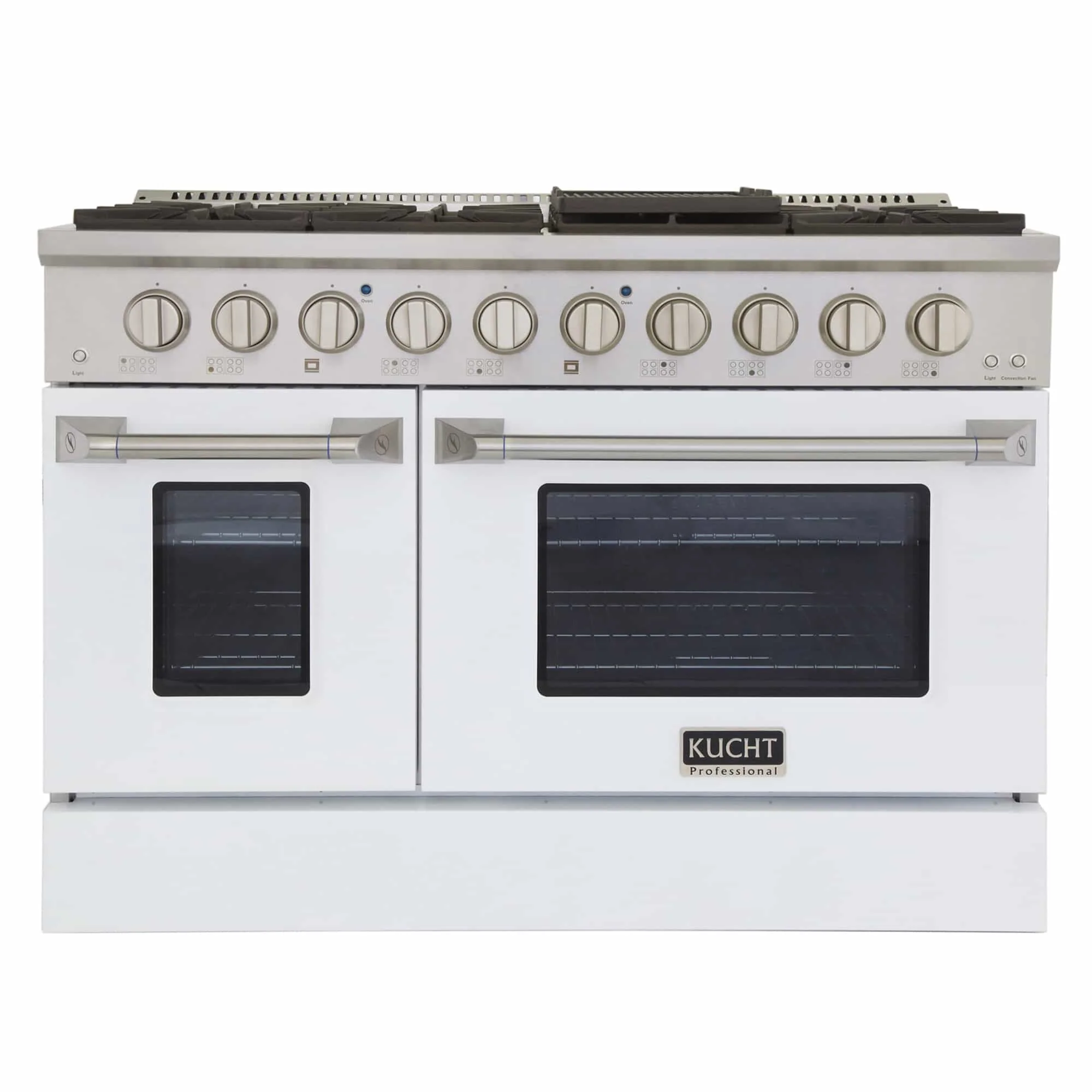 Kucht 48-Inch Pro-Style Dual Fuel Range with Propane Gas in Stainless Steel with White Oven Door (KDF482/LP-W)